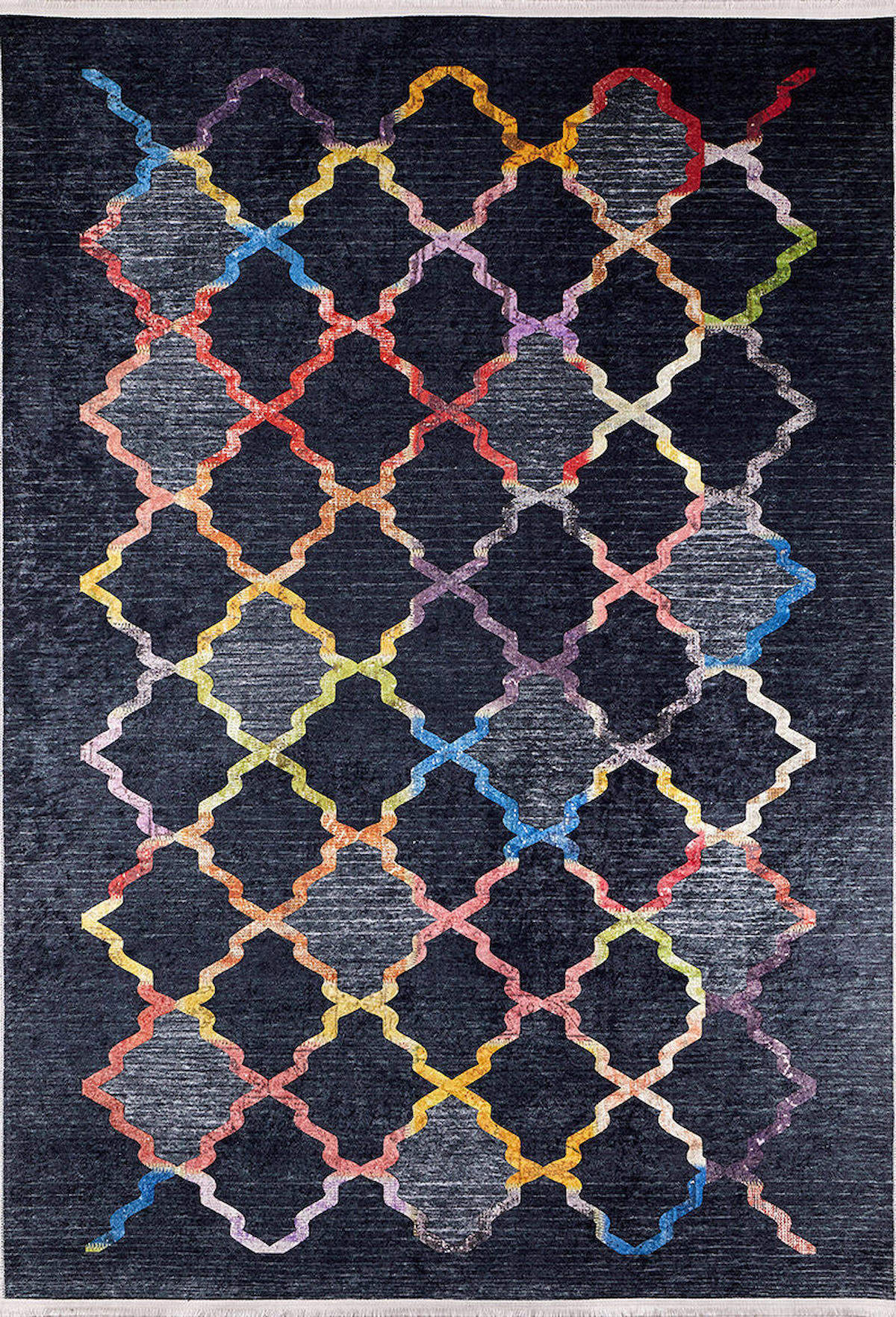 Halı Atölyesi HA199 Siyah 5 mm Pamuk Hipoalerjenik Yıkanabilir İnce Kaymaz Taban Dikdörtgen Makine Dokuma Salon Halısı 100x150 cm