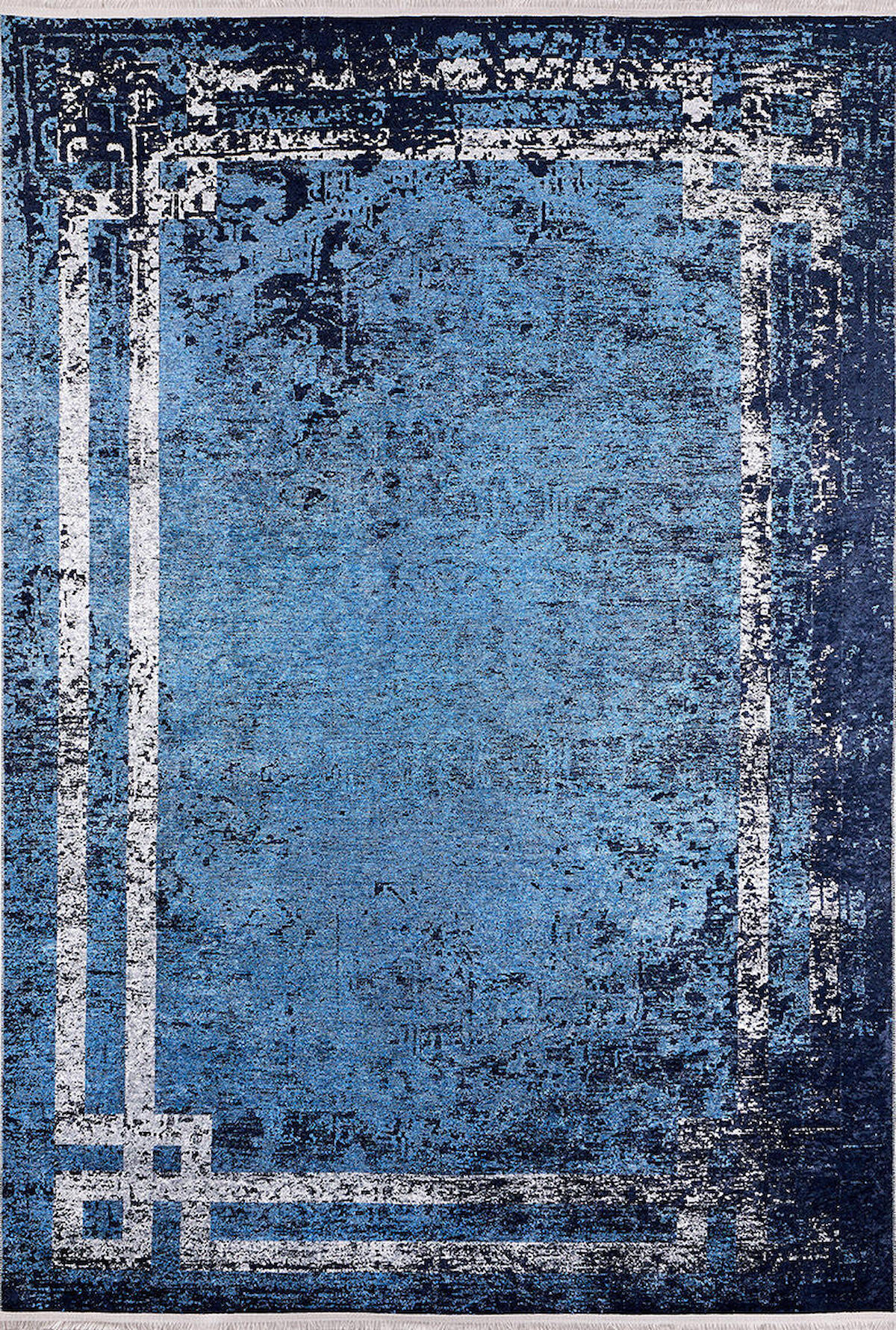 Halı Atölyesi Mavi 5 mm Pamuk Yıkanabilir İnce Kaymaz Taban Dikdörtgen Makine Dokuma Salon Halısı 80x500 cm