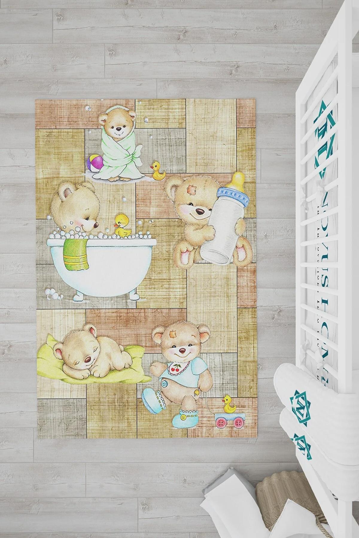 Novus Home Verona Serisi Krem 6 mm Polyester Antibakteriyel-Toz Tutmaz-Yalıtıma Yardımcı Yıkanabilir İnce Kaymaz Taban Yuvarlak Makine Dokuma Çocuk Odası Halısı 80x150 cm
