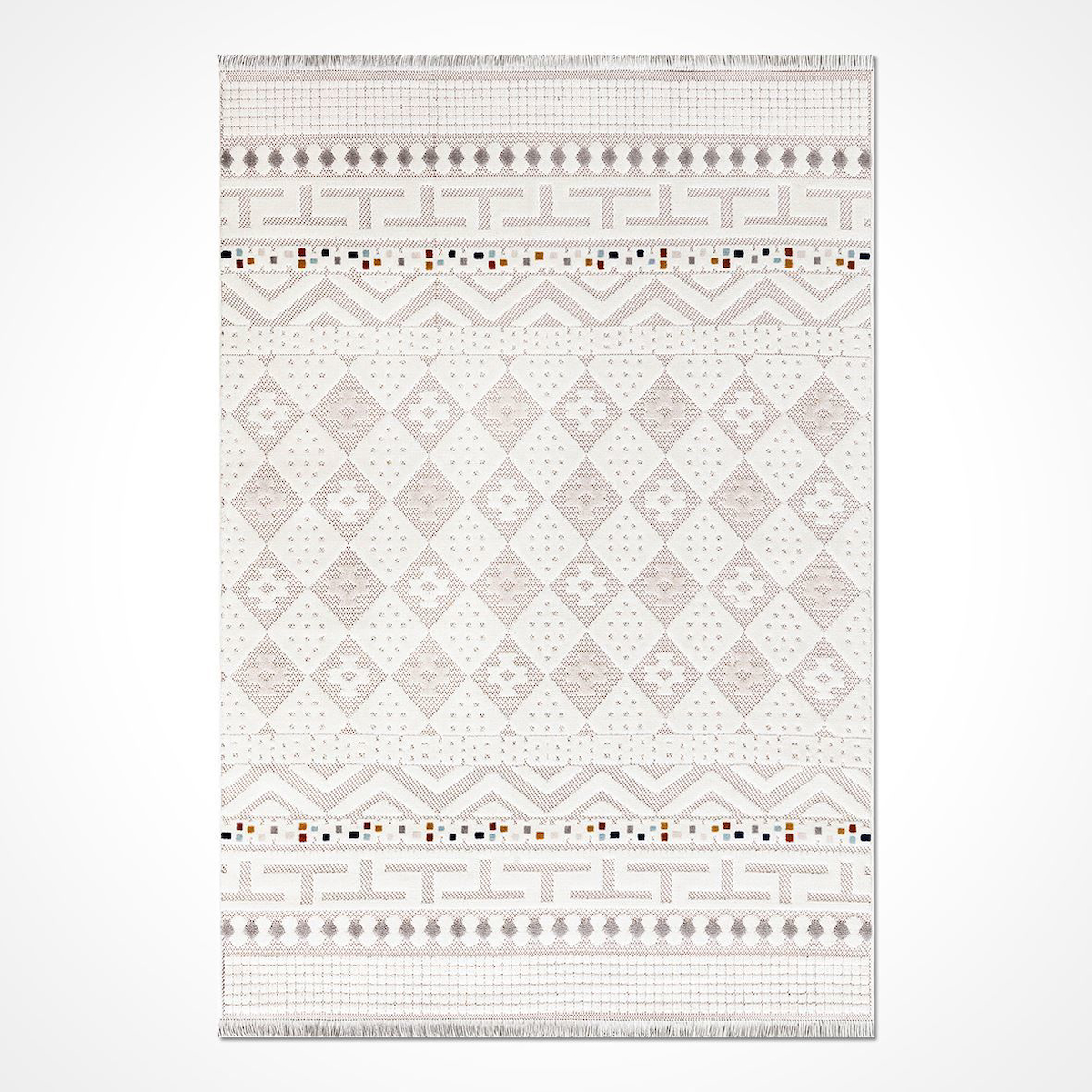 Crea Halı Rey 1803A Çok Renkli 8 mm Polyester Toz Tutmaz Yıkanabilir Orta Dikdörtgen Makine Dokuma Salon Halısı 120x180 cm