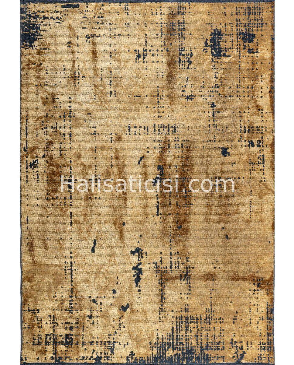 Gümüşsuyu Deco Milano 12254 Altın 6 mm Akrilik-Polyester-Viskon Toz Tutmaz Yıkanabilir İnce Kaymaz Taban Dikdörtgen Makine Dokuma Salon Halısı 200x290 cm