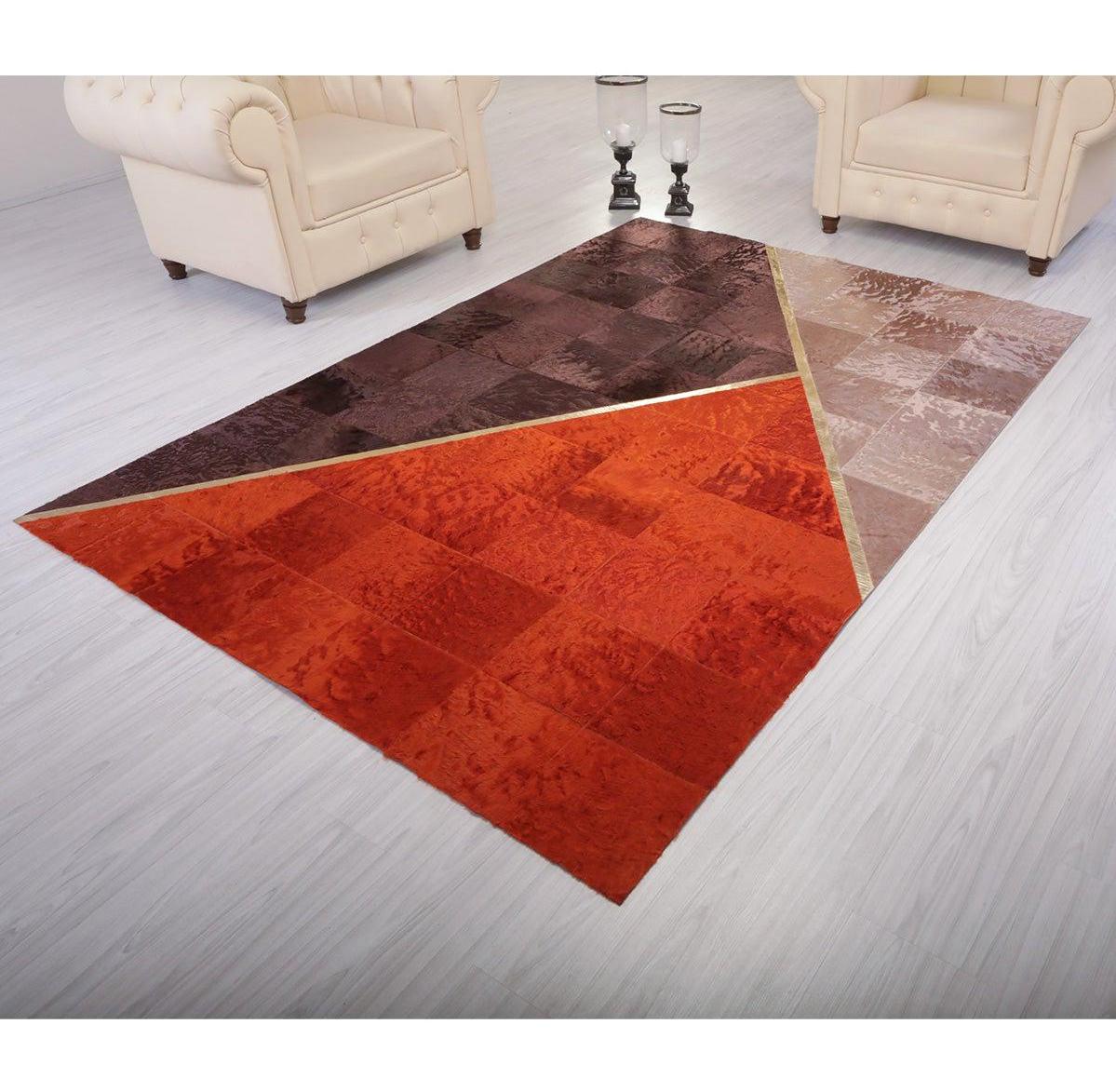 Leatinn Çok Renkli Deri Yıkanabilir İnce Kaymaz Jüt Taban Dikdörtgen Makine Dokuma Salon Halısı 120x180 cm