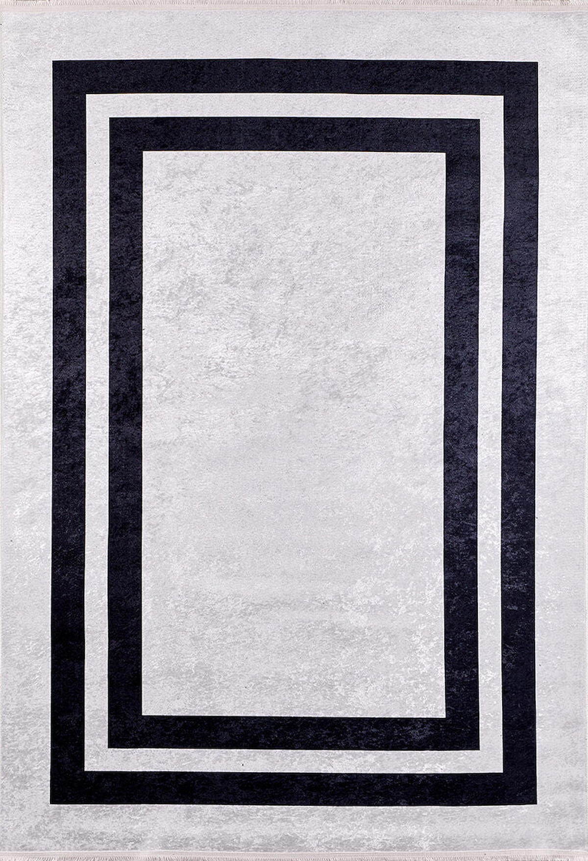 Halı Atölyesi HA107 Gri-Siyah 5 mm Pamuk Hipoalerjenik Yıkanabilir İnce Kaymaz Taban Dikdörtgen Makine Dokuma Salon Halısı 120x170 cm