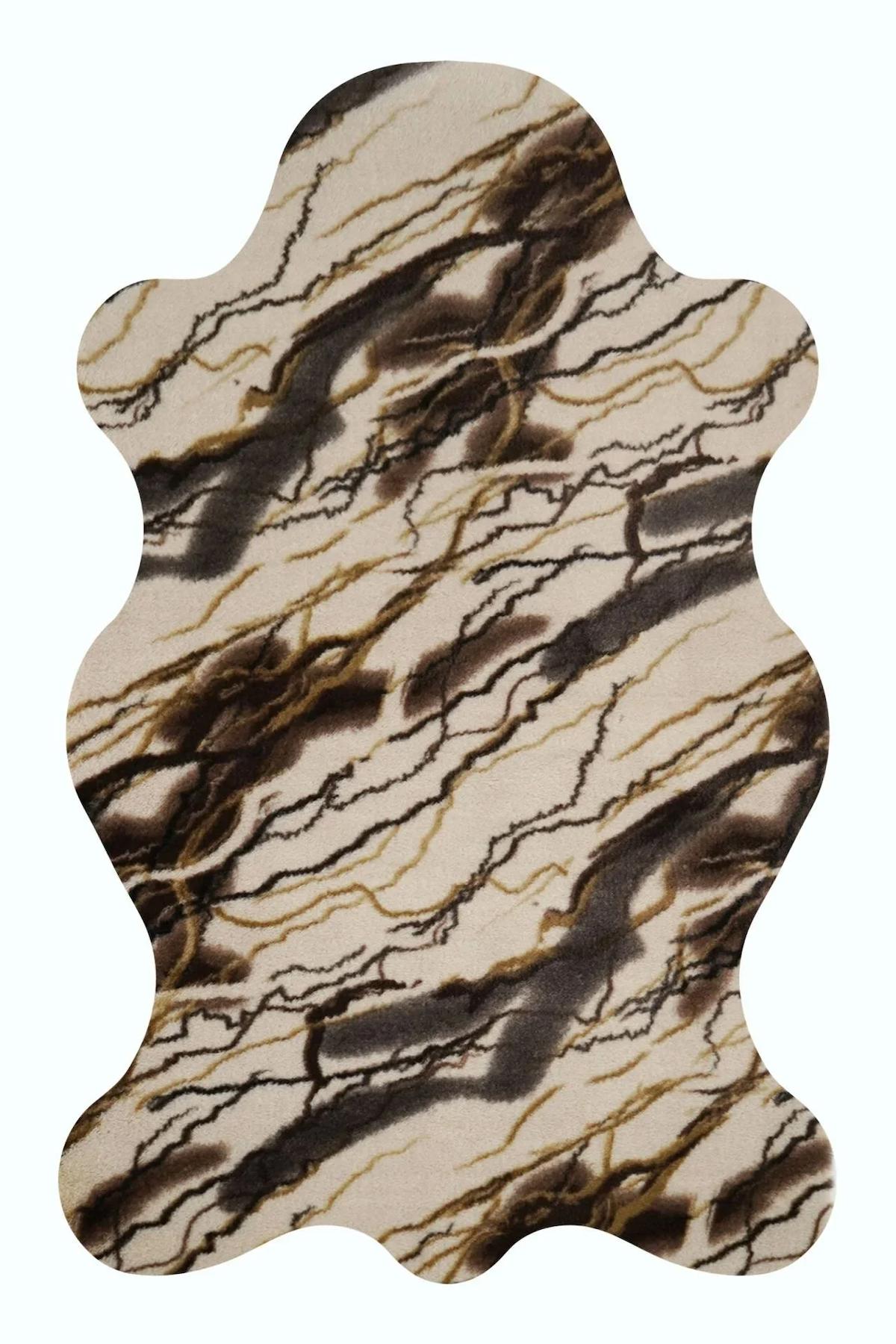 Prizma Home Marble Çok Renkli Pamuk Antibakteriyel Yıkanabilir Kalın Kaymaz Taban Oval Makine Dokuma Yatak Odası Halısı 200x290 cm