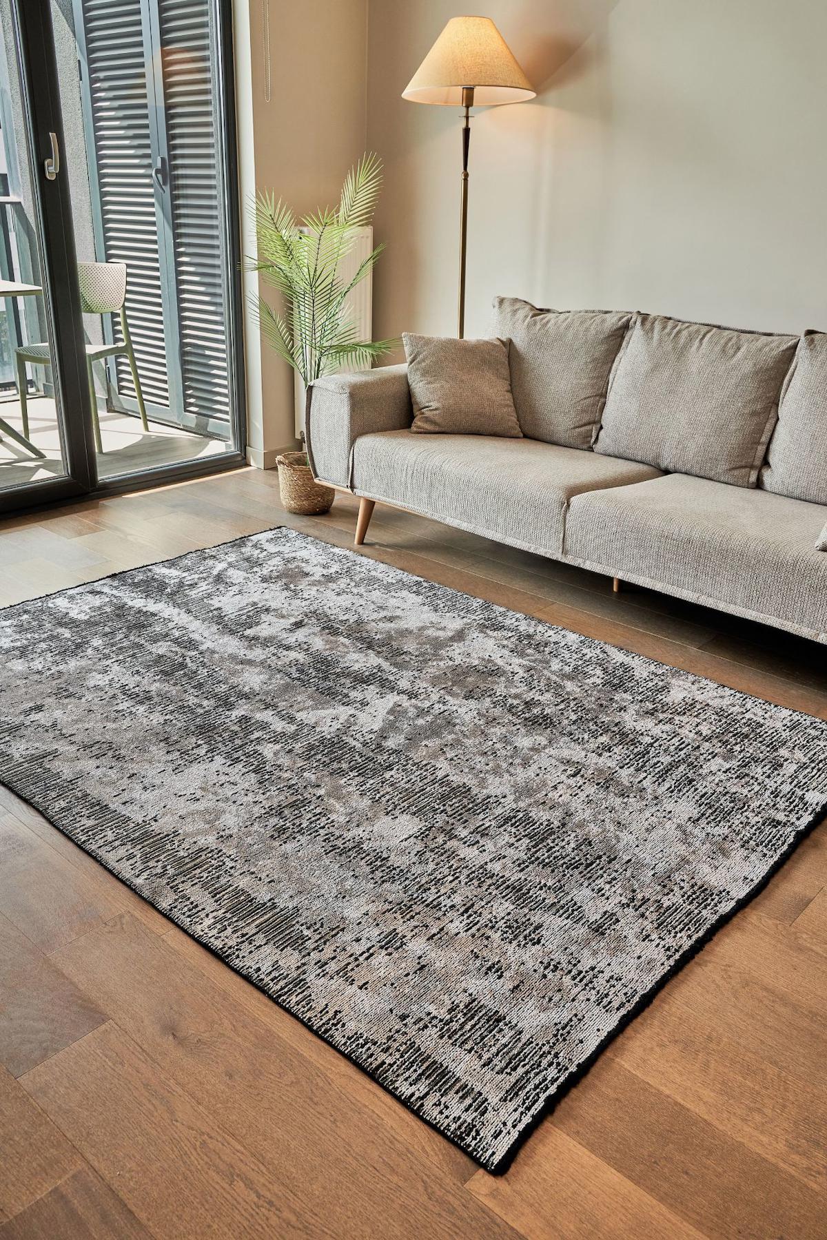 Apex Hare Premium 1341 Çok Renkli Pamuk Yıkanabilir İnce Kaymaz Jüt Taban Dikdörtgen Makine Dokuma Salon Halısı 140x220 cm