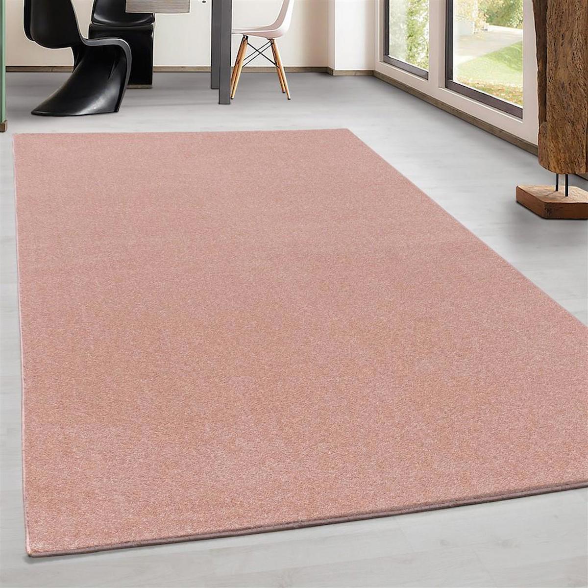 Carpettex Pembe 10 mm Polipropilen Yalıtıma Yardımcı Yıkanabilir İnce Kaymaz Dikdörtgen Makine Dokuma Salon Halısı 80x140 cm