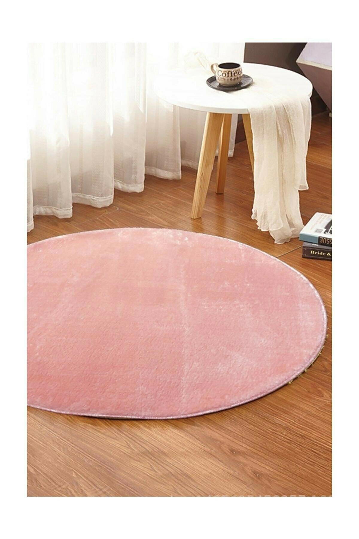 Homefesto Krem 5 mm Polyester Leke Tutmaz Yıkanabilir Kalın Kaymaz Taban Yuvarlak Makine Dokuma Salon Halısı 300x400 cm
