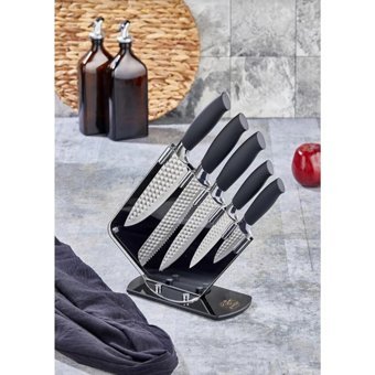 Cooker Cam Standlı 6 Parça Bıçak Seti Silver - Gümüş