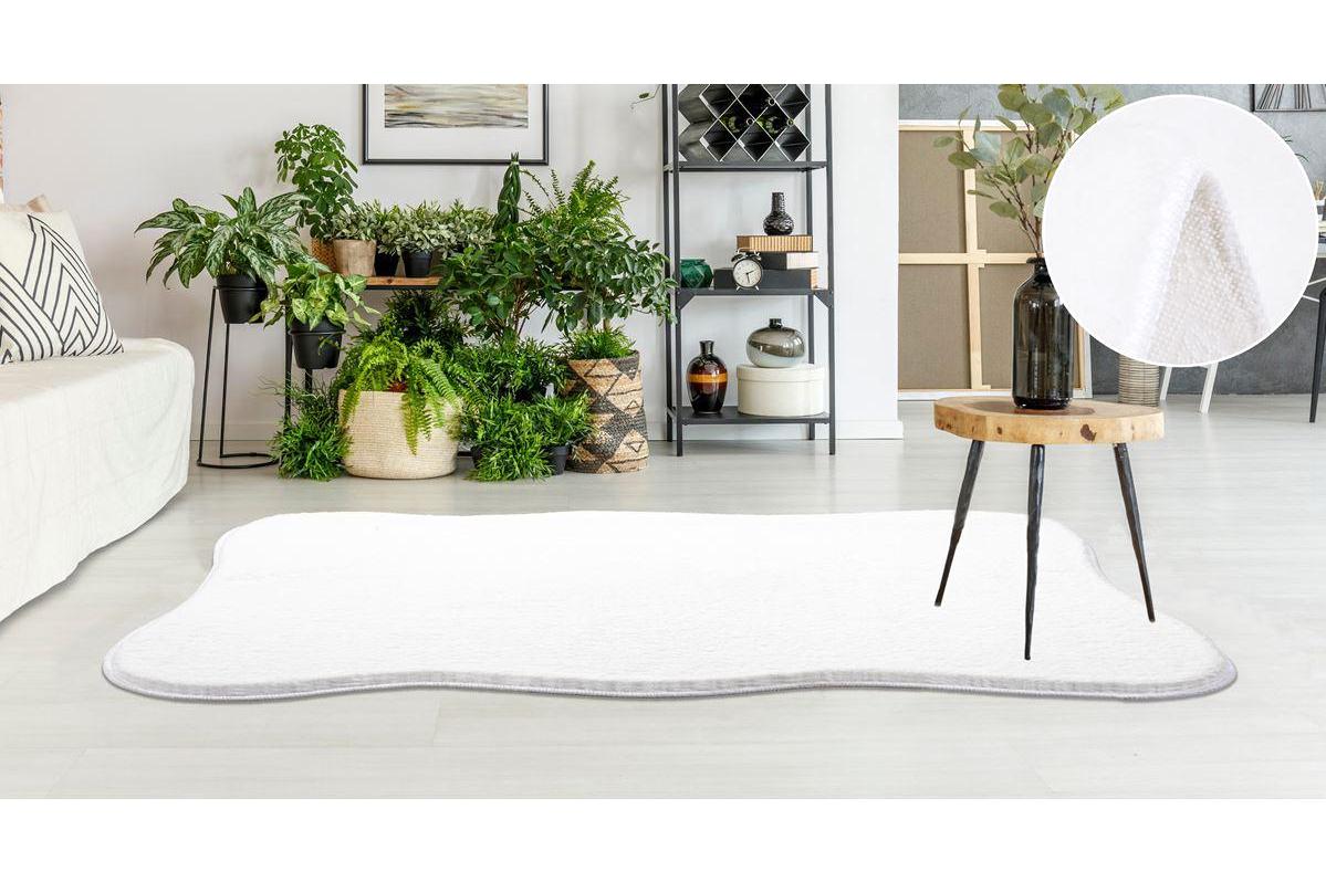 My Evilla Beyaz 10 mm Polyester Yıkanabilir İnce Kaymaz Makine Dokuma Salon Halısı 160x230 cm