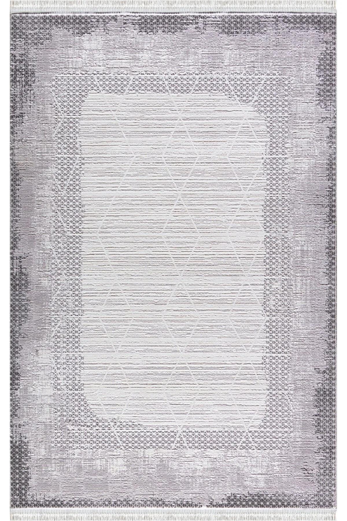 Padişah Santo 60474 Gri 10 mm Akrilik Yumuşak Yıkanabilir İnce Dikdörtgen Makine Dokuma Salon Halısı 200x290 cm