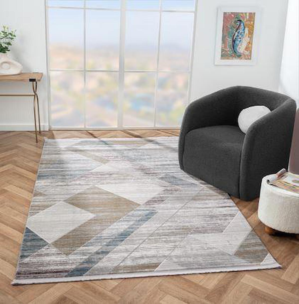 Çam Halı West WD010A Krem 9 mm Polyester Silinebilir Yıkanabilir Orta Dikdörtgen Makine Dokuma Salon Halısı 200x290 cm