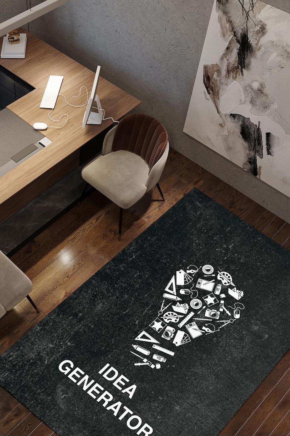 Homshtag Fikir Üretici Çok Renkli 4 mm Pamuk Antistatik Yıkanabilir İnce Kaymaz Dikdörtgen Makine Dokuma Ofis Halısı 100x150 cm