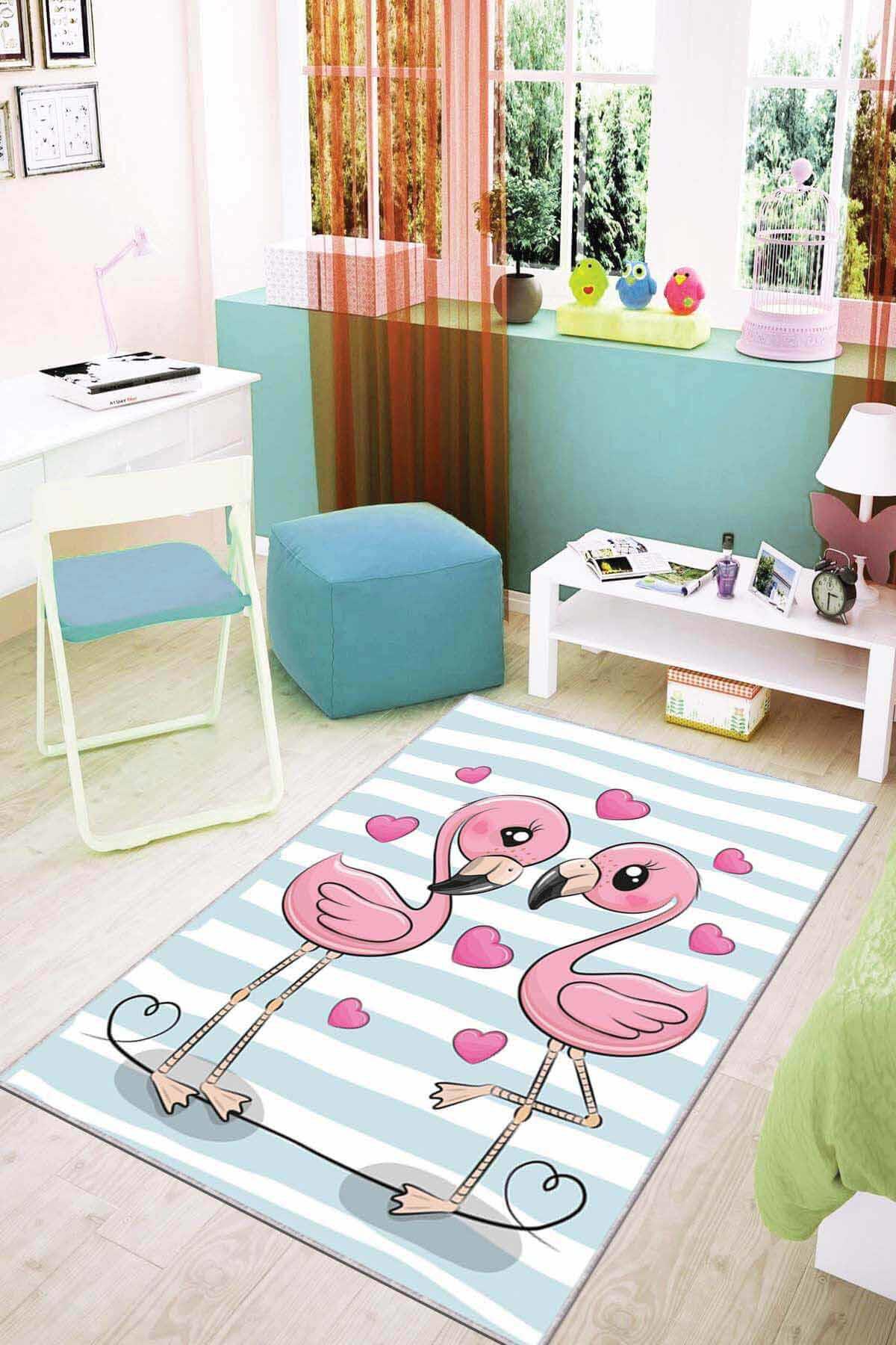 Viva Home AR036 Pembe 7 mm Mikropolyester Leke Tutmaz Yıkanabilir İnce Kaymaz Dot Taban Dikdörtgen Makine Dokuma Çocuk Odası Halısı 80x200 cm