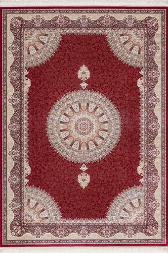 Royal Halı Yadigar JE01A Kırmızı 5 mm Polyester Toz Tutmaz Yıkanabilir Kalın Kaymaz Lateks Taban Dikdörtgen Makine Dokuma Salon Halısı 160x230 cm