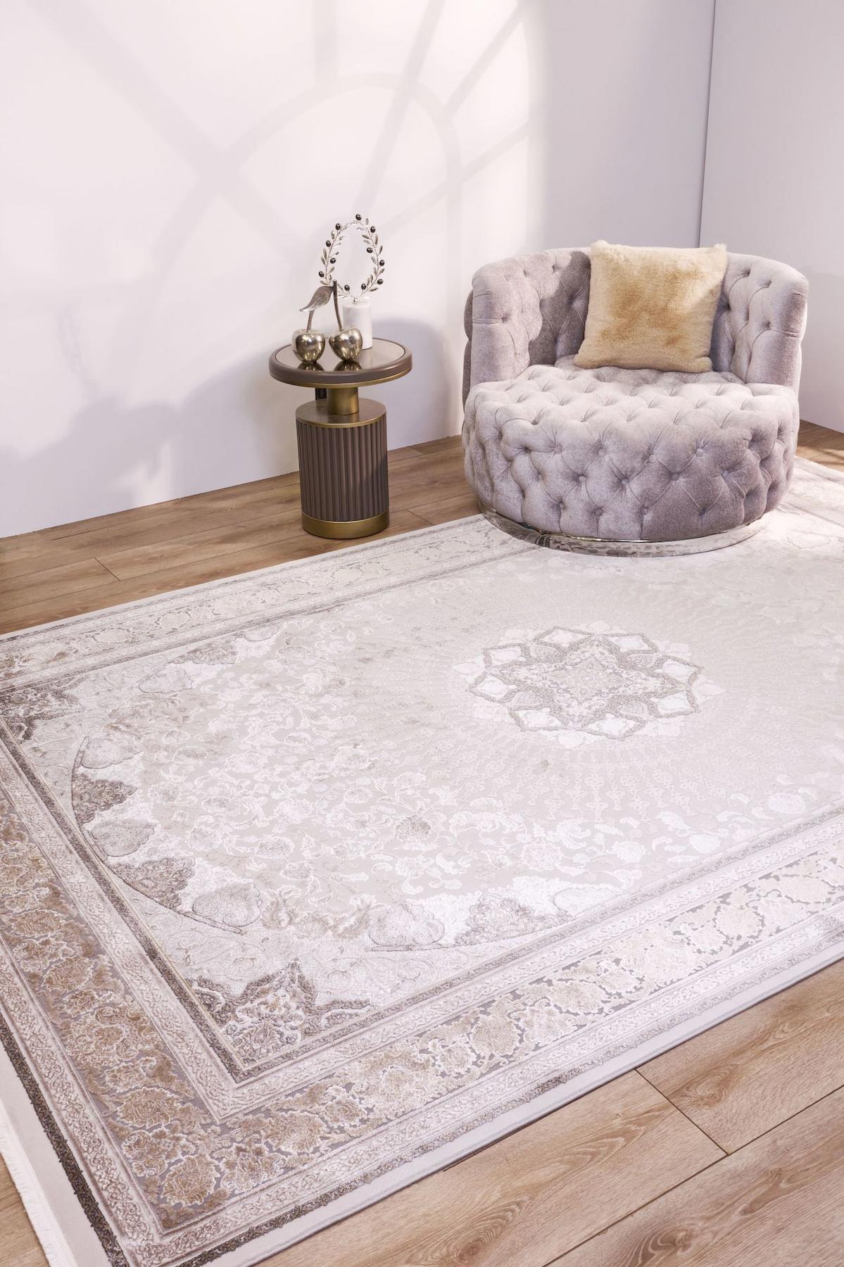Apex Queen 8117 Çok Renkli Pamuk Yıkanabilir İnce Kaymaz Jüt Taban Dikdörtgen Makine Dokuma Salon Halısı 140x220 cm