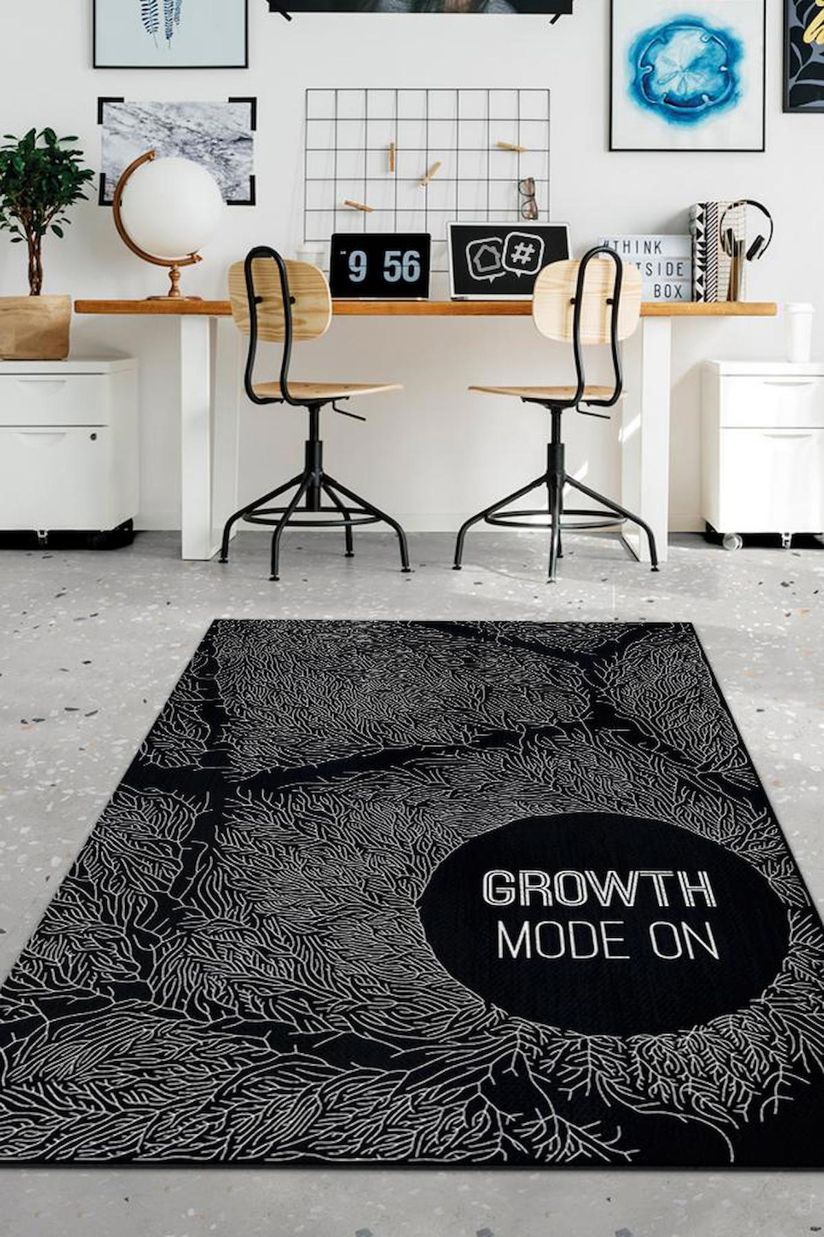 Homshtag Büyüme Modu Açık Krem 4 mm Pamuk Antistatik Yıkanabilir İnce Kaymaz Dikdörtgen Makine Dokuma Ofis Halısı 160x230 cm