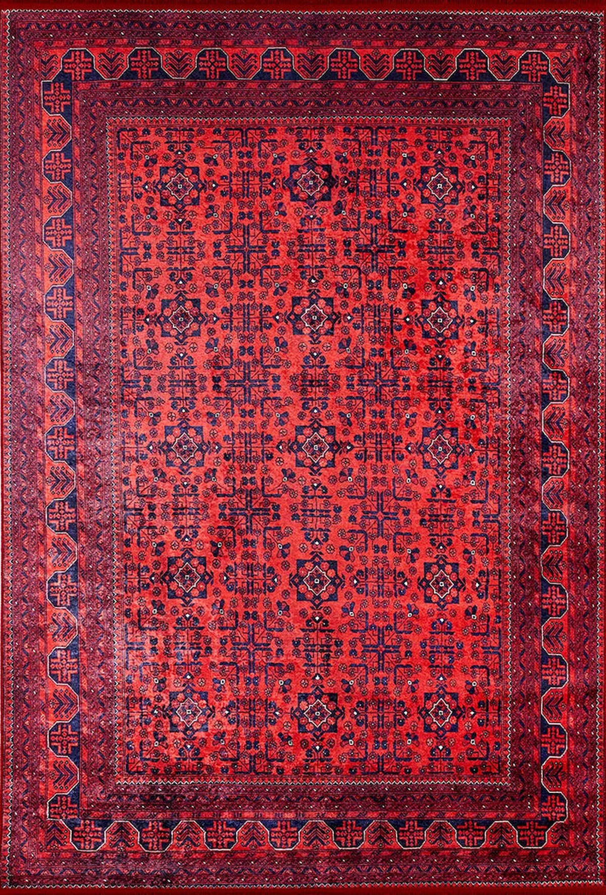 Halı Atölyesi HK086 Kırmızı 5 mm Pamuk Yıkanabilir Kaymaz Taban Dikdörtgen Makine Dokuma Salon Halısı 100x300 cm