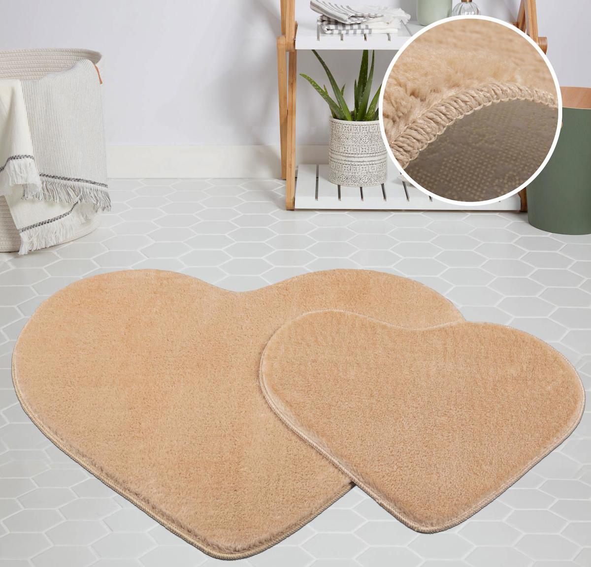 My Evilla Krem 14 mm Polyester Leke Tutmaz Yıkanabilir Kalın Kaymaz Jel Taban Sekizgen Makine Dokuma Yatak Odası Halısı 120x180 cm