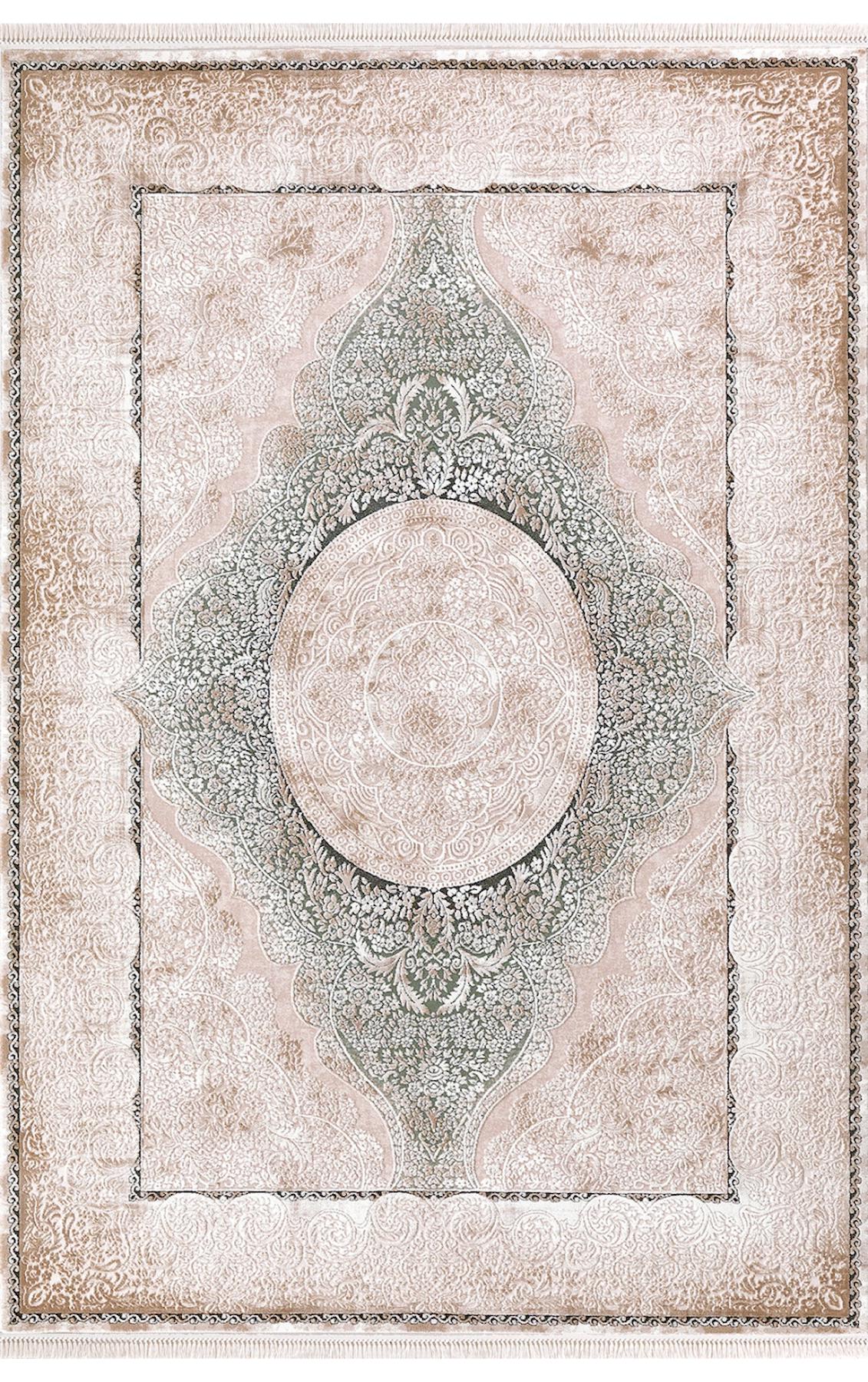 Padişah Santo 31883 Bej-Kahverengi 10 mm Akrilik Yıkanabilir İnce Dikdörtgen Makine Dokuma Salon Halısı 200x290 cm