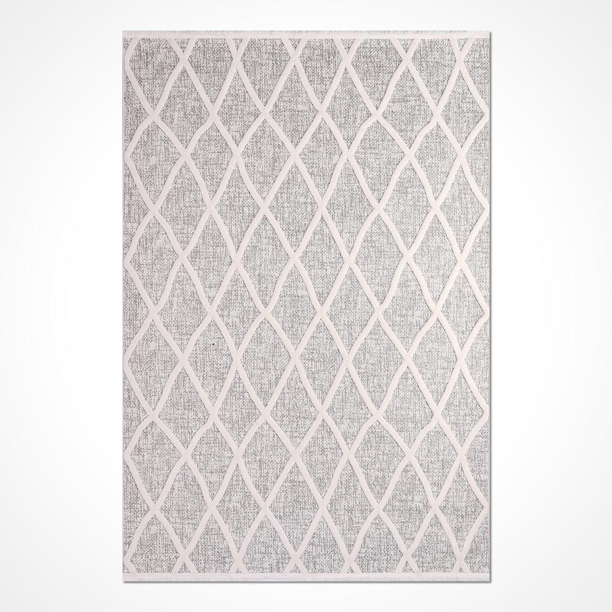 Dekozer Krem 10 mm Akrilik Antialerjenik-Toz Tutmaz Yıkanabilir Orta Kaymaz Pamuk Taban Dikdörtgen Makine Dokuma Oturma Odası-Salon Halısı 160x230 cm