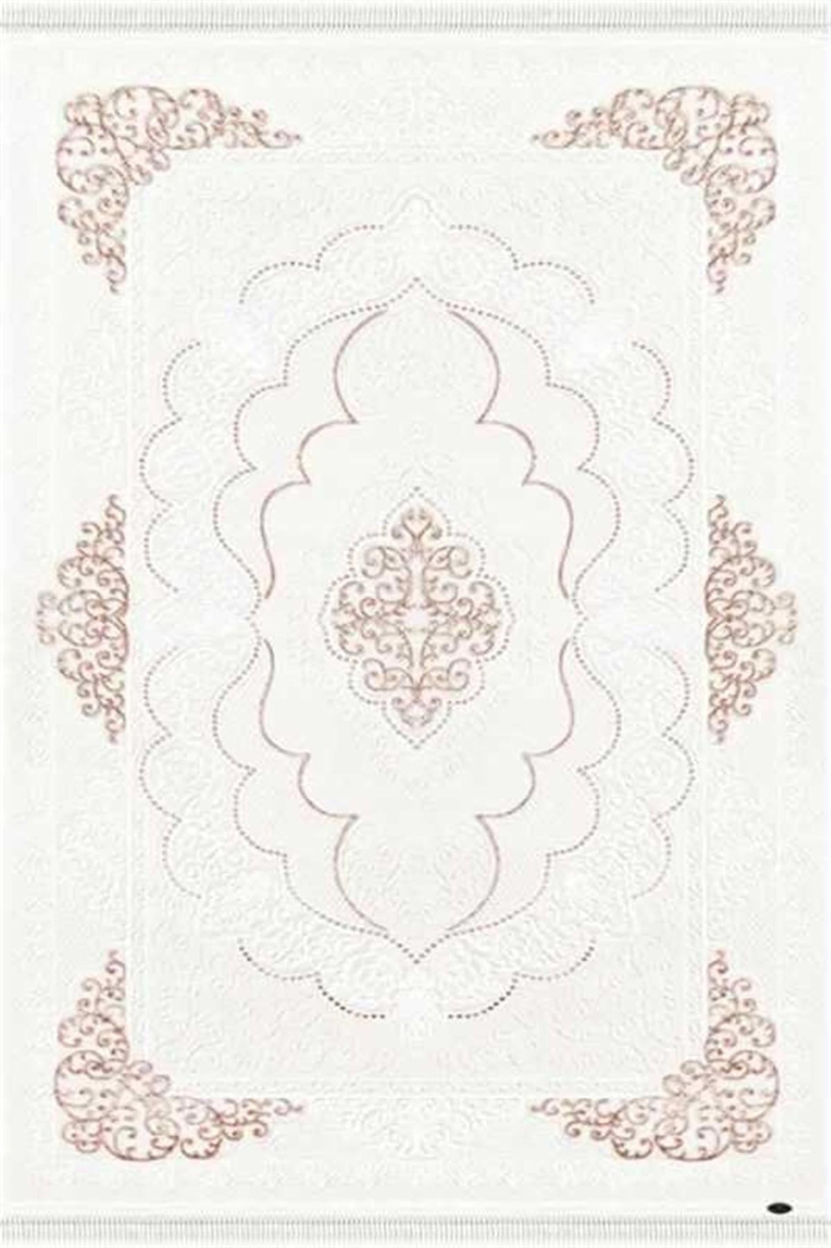Dinarsu Gold GD004 Krem 12 mm Akrilik Silinebilir Yıkanabilir Orta Kaymaz Dikdörtgen Makine Dokuma Salon Halısı 180x180 cm