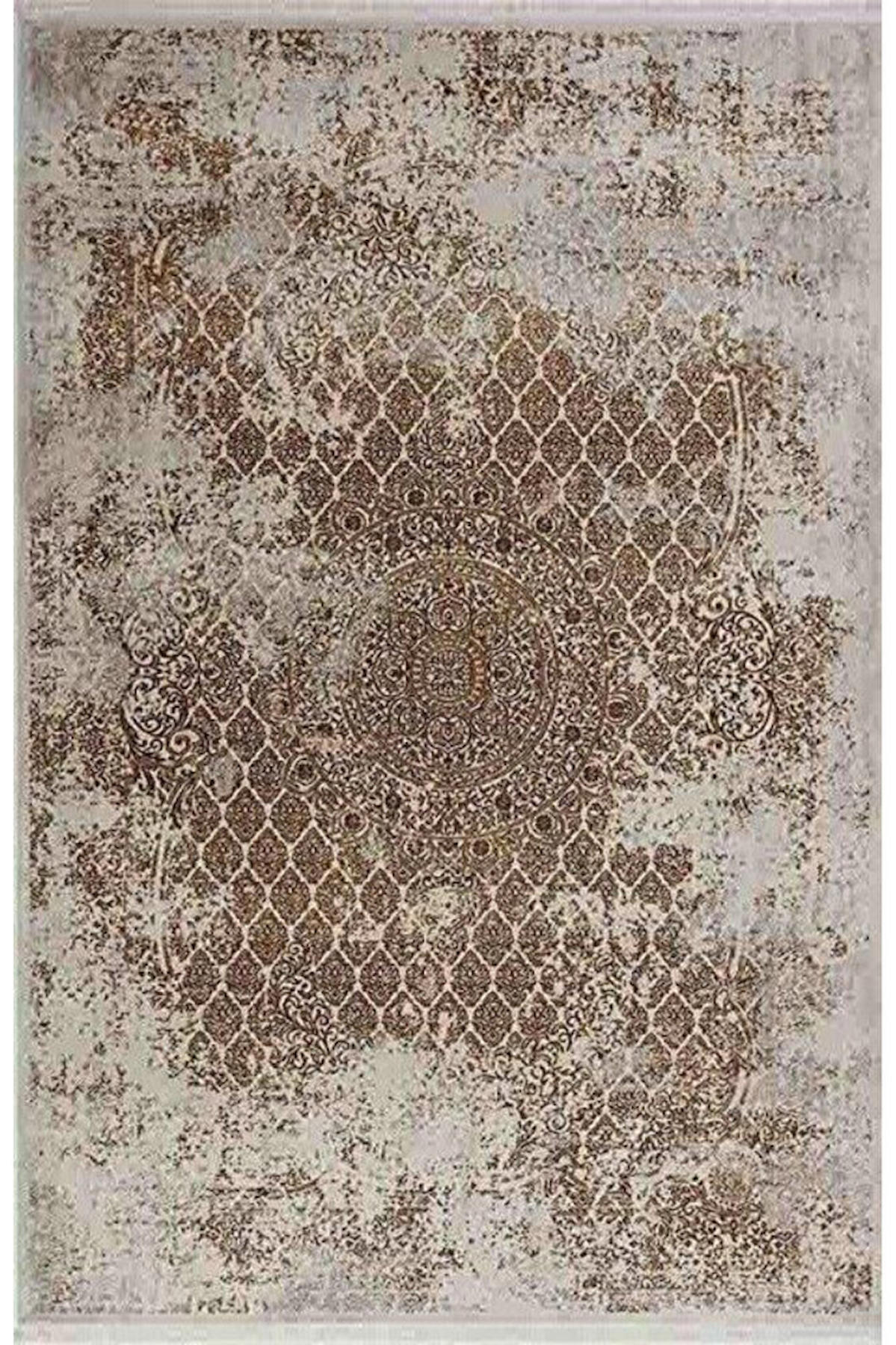 Gümüşsuyu Tierra 15151 Altın 6 mm Pamuk Toz Tutmaz Yıkanabilir İnce Kaymaz Dikdörtgen Makine Dokuma Salon Halısı 160x230 cm