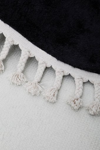 Dijidekor Siyah 7 mm Polipropilen Antibakteriyel Yıkanabilir Kalın Kaymaz Dot Taban Oval Makine Dokuma Antre Halısı 100x300 cm