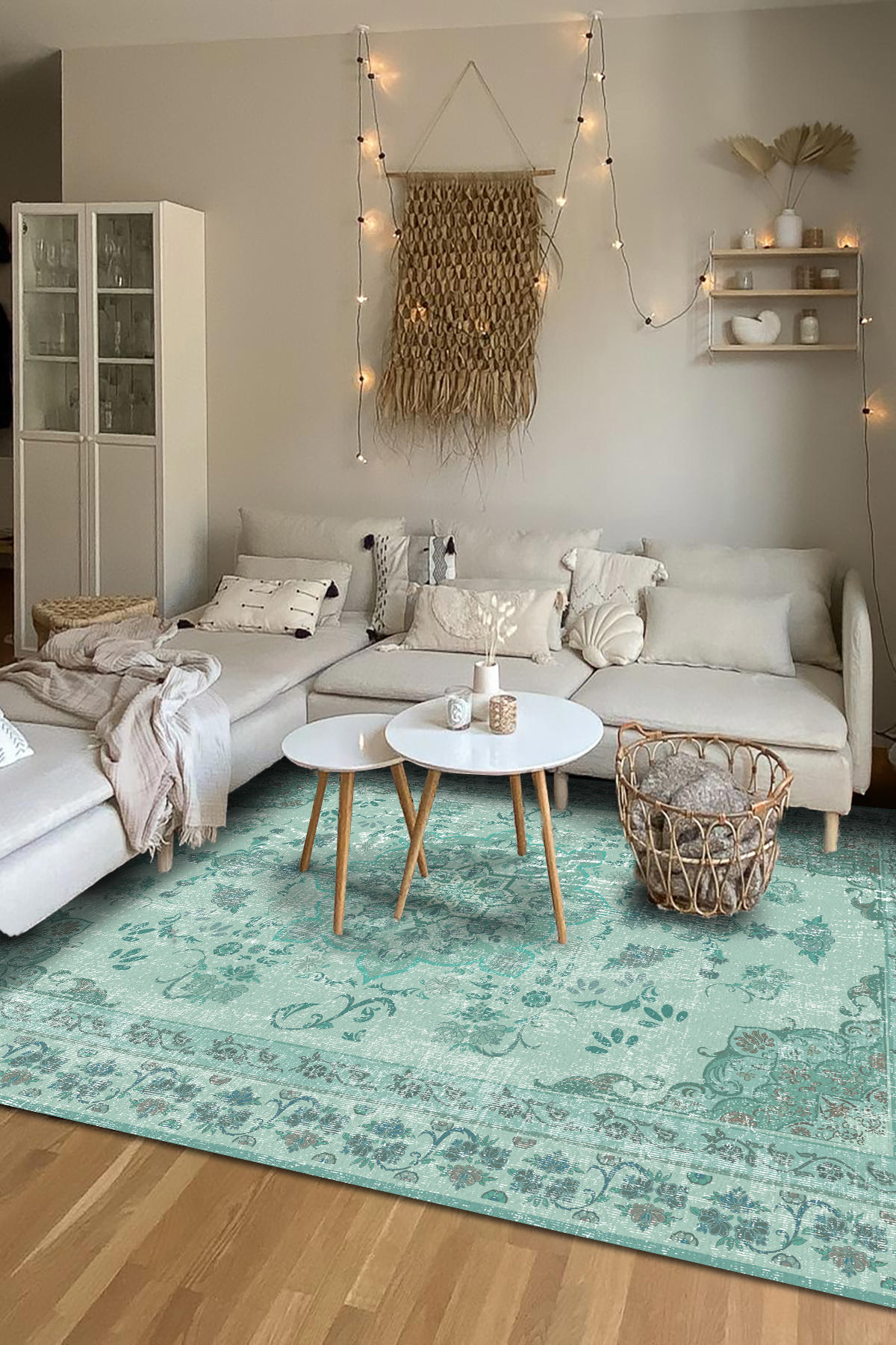 İlyaki Home Macey Krem 0.8 mm Pamuk Antibakteriyel Yıkanabilir İnce Kaymaz Pamuk Taban Dikdörtgen Makine Dokuma Salon Halısı 180x300 cm