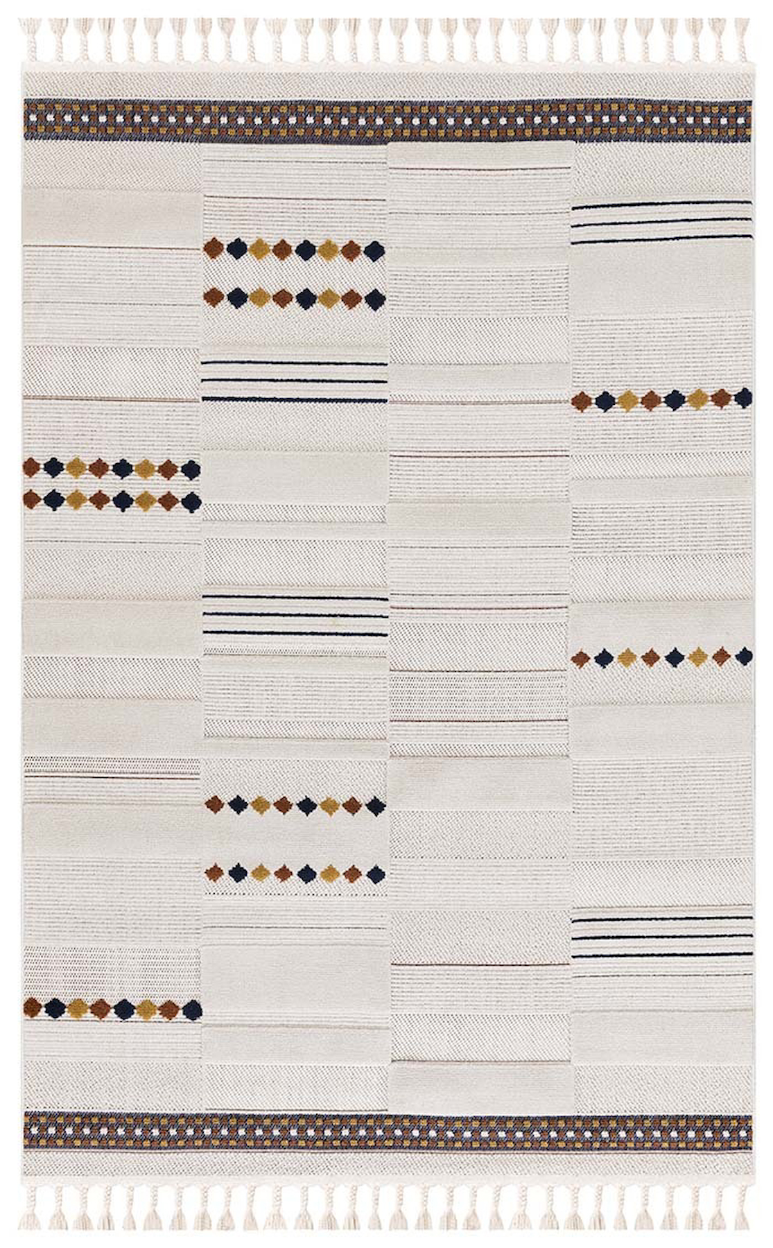 İpek Mekik Halı Pien 1751A Kahverengi - Krem 10 mm Polyester Yıkanabilir Orta Kaymaz Pamuk Taban Dikdörtgen Antre-Çocuk Odası-Salon-Yatak Odası Halısı 160x230 cm