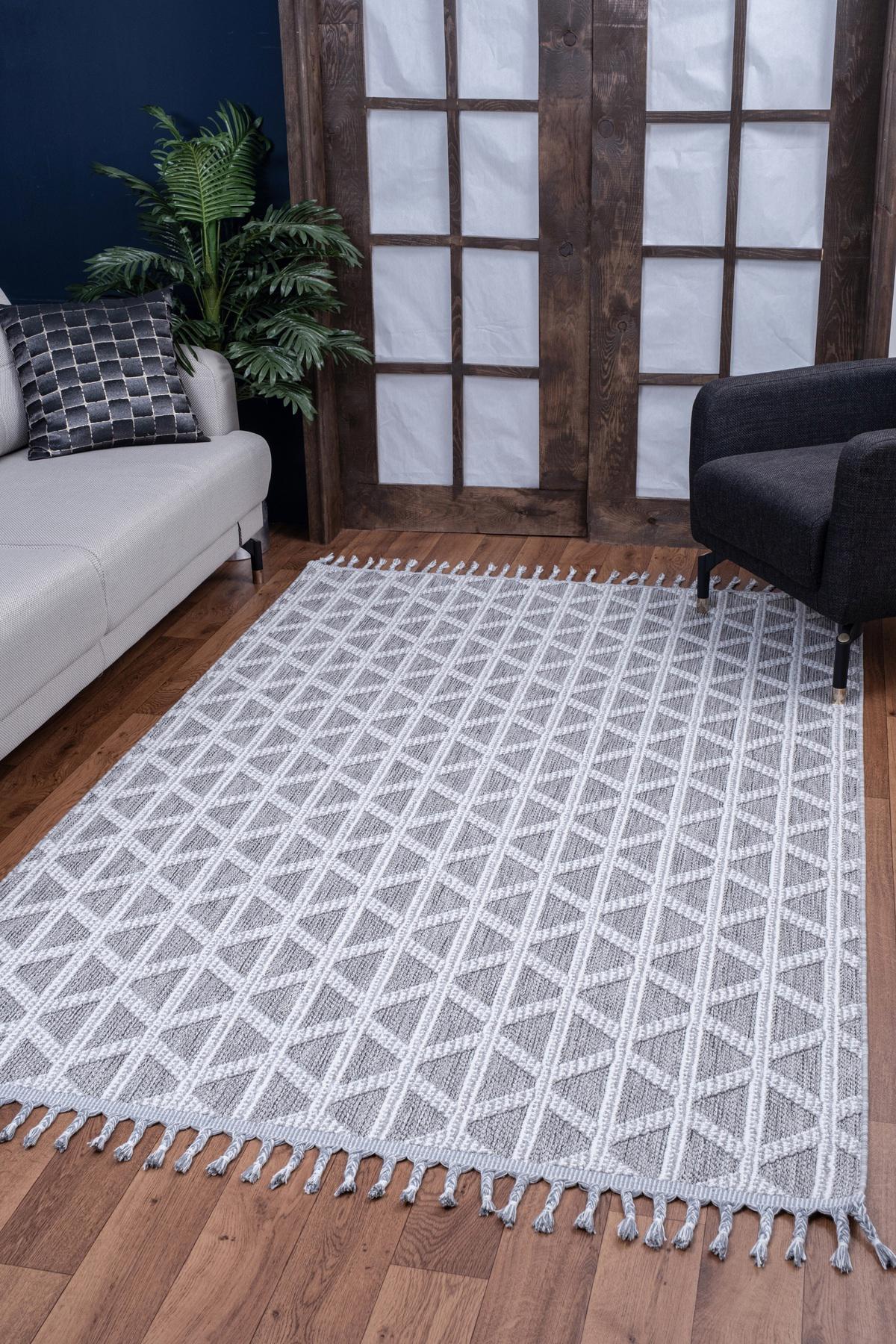 Valery Home Nirvana Krem 12 mm Polipropilen Yumuşak Yıkanabilir İnce Kaymaz Dikdörtgen Makine Dokuma Salon Halısı 80x150 cm