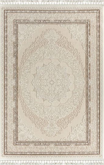 Sanat Halı Delüks 7028 Kahverengi 7 mm Akrilik Yıkanabilir Kalın Kaymaz Lateks Taban Dikdörtgen Makine Dokuma Salon Halısı 160x230 cm