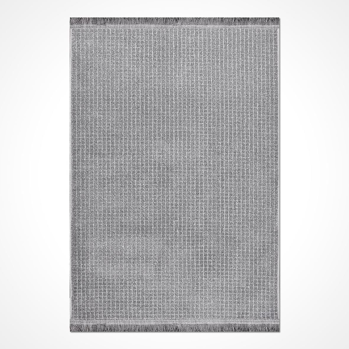 Crea Halı Leyla 9335GR Krem 7 mm Polyester Toz Tutmaz Yıkanabilir Orta Geometrik Dikdörtgen Makine Dokuma Salon Halısı 80x200 cm