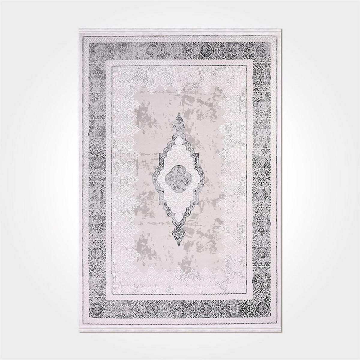 Crea Halı Zambak 4501Z Gri 10 mm Akrilik Yıkanabilir Orta Pamuk Taban Dikdörtgen Makine Dokuma Salon Halısı 200x300 cm