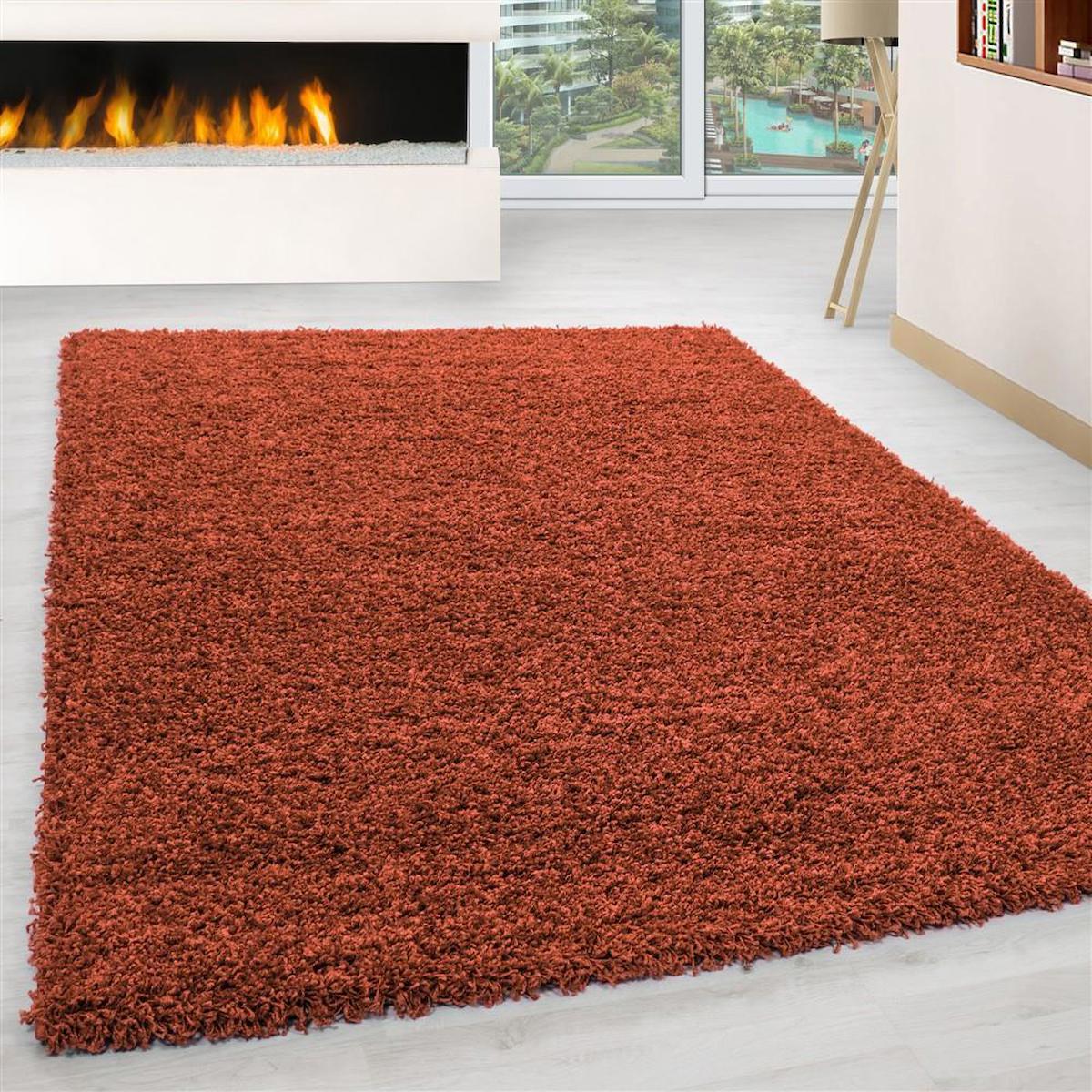 Carpettex Kiremit 50 mm Polipropilen Antibakteriyel Yıkanabilir Kalın Kaymaz Lateks Taban Dikdörtgen Makine Dokuma Salon Halısı 140x200 cm