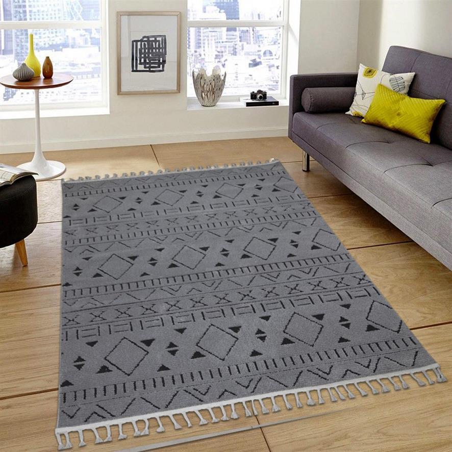 My Evilla Beyaz 10 mm Polyester Yıkanabilir İnce Kaymaz Dikdörtgen Makine Dokuma Salon Halısı 80x300 cm