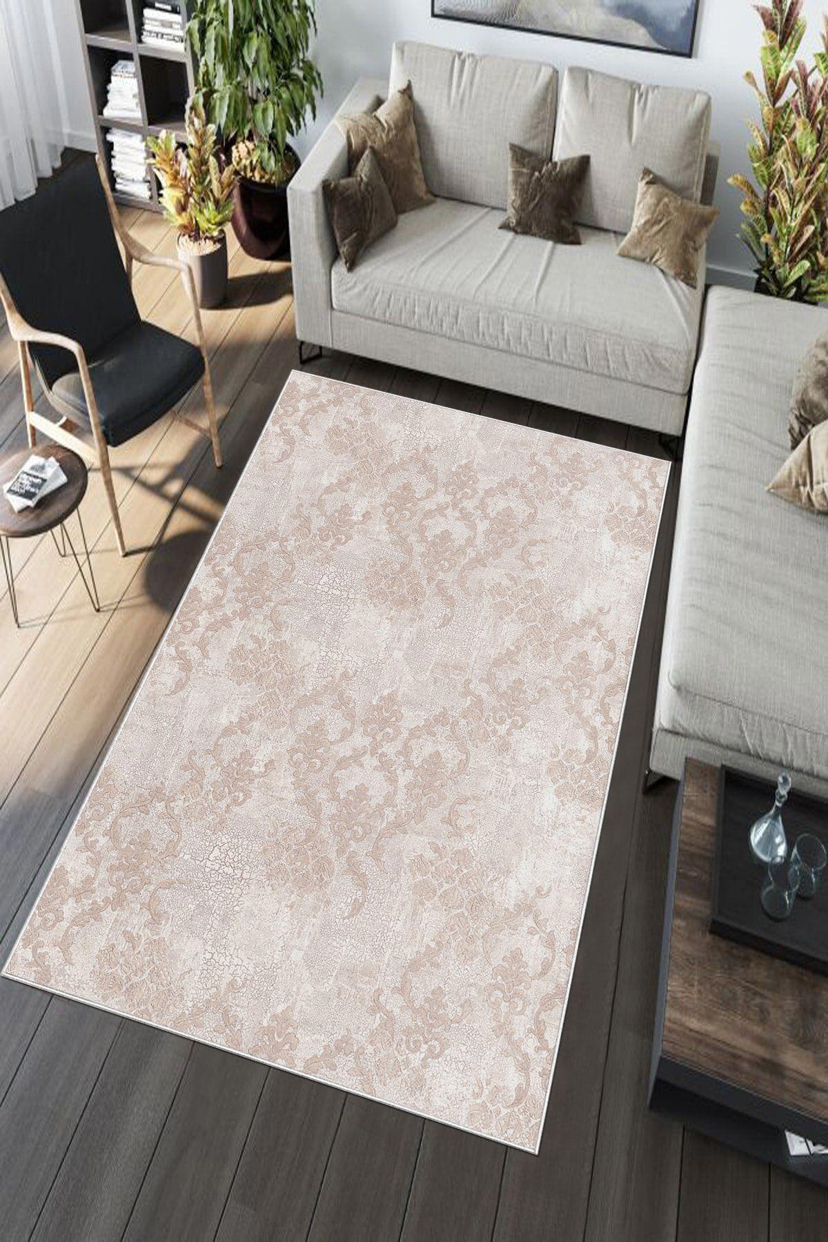 Aldora A160 Vizon 9 mm Deri Antibakteriyel Yıkanabilir İnce Kaymaz Lateks Taban Dikdörtgen Makine Dokuma Salon Halısı 100x150 cm