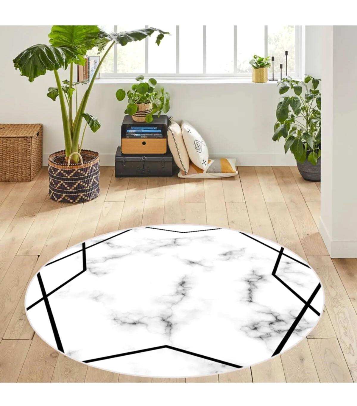 Rovigo Home RVG7116 Çok Renkli 8 mm Polyester Antibakteriyel-Leke Tutmaz-Toz Tutmaz Yıkanabilir İnce Kaymaz Dot Taban Yuvarlak Makine Dokuma Salon Halısı 100x300 cm