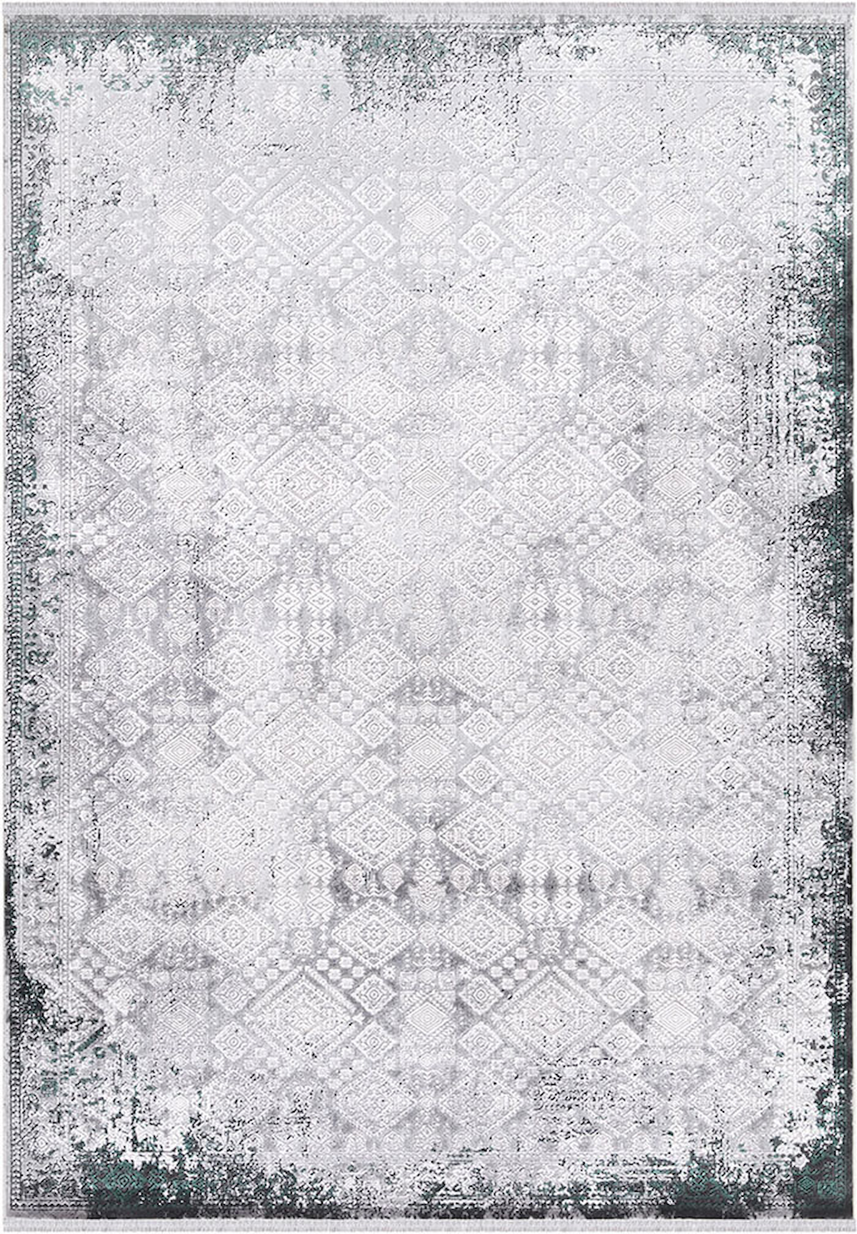 İpek Mekik Halı Roxanne 17135 Gri 8 mm Akrilik Yıkanabilir İnce Kaymaz Pamuk Taban Geometrik Dikdörtgen Makine Dokuma Antre-Çocuk Odası-Salon-Yatak Odası Halısı 200x290 cm