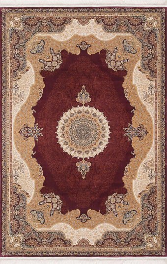 Artemis Halı 05211B Bordo - Krem Akrilik Yıkanabilir İnce Kaymaz Jüt Taban Dikdörtgen Makine Dokuma Salon Halısı 100x150 cm