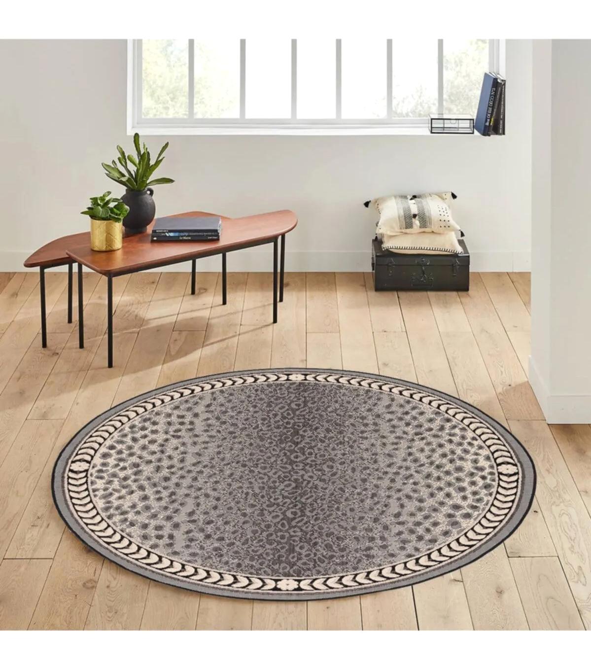 Rovigo Home RVG7165 Krem 8 mm Polyester Antibakteriyel-Leke Tutmaz-Toz Tutmaz Yıkanabilir İnce Kaymaz Dot Taban Yuvarlak Makine Dokuma Salon Halısı 180x300 cm