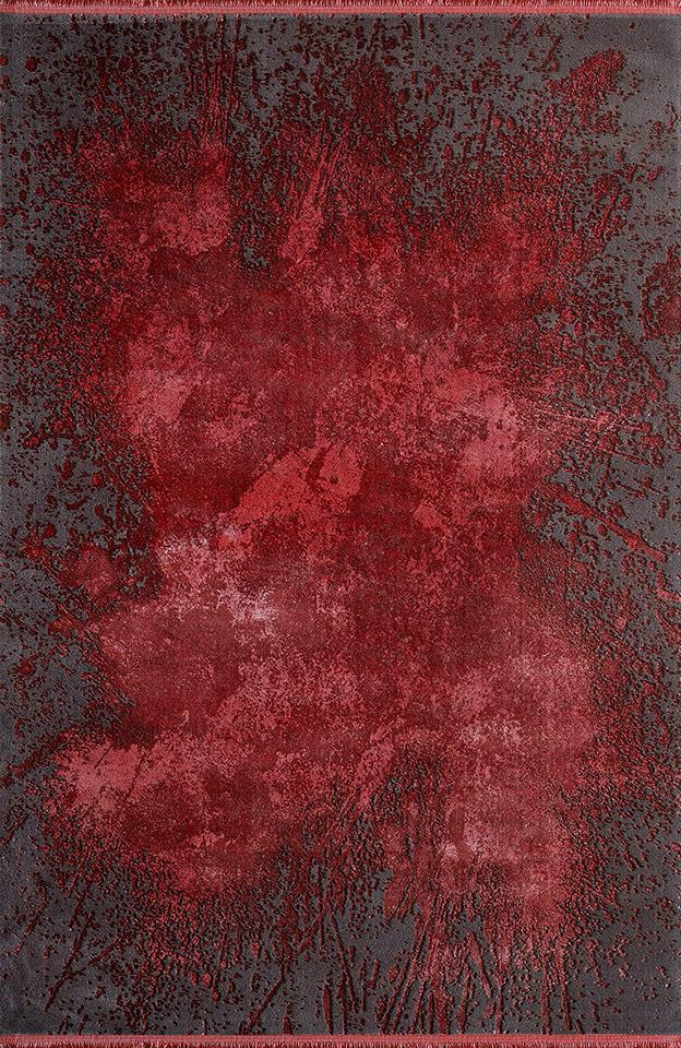 Pierre Cardin Magnifique MQ48M Gri - Kırmızı 7 mm Akrilik Yumuşak Yıkanabilir İnce Kaymaz Dikdörtgen Makine Dokuma Salon Halısı 100x200 cm