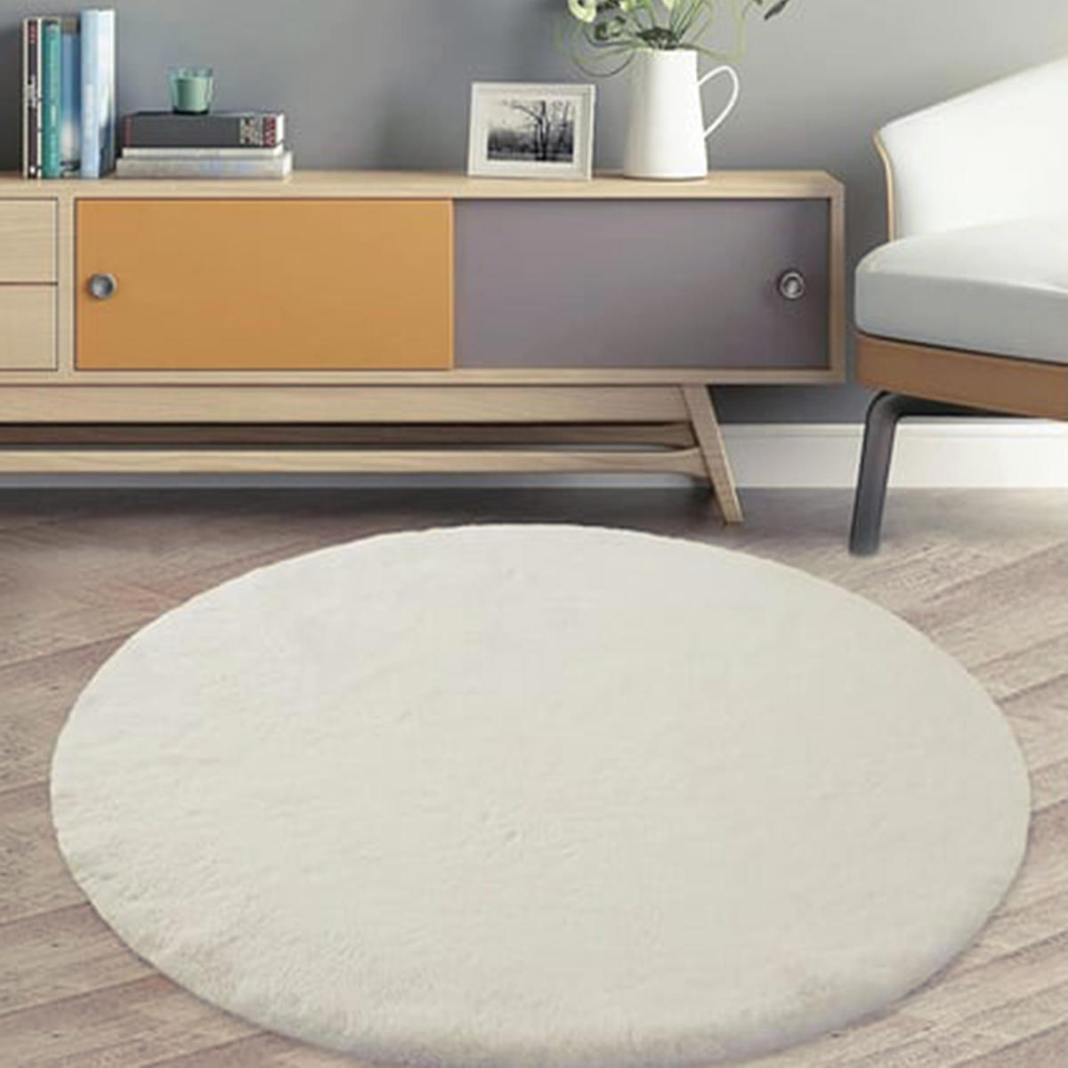 Rovigo Home Beyaz 20 mm Peluş Toz Tutmaz Yıkanabilir İnce Kaymaz Lateks Taban Dikdörtgen Makine Dokuma Salon Halısı 120x200 cm