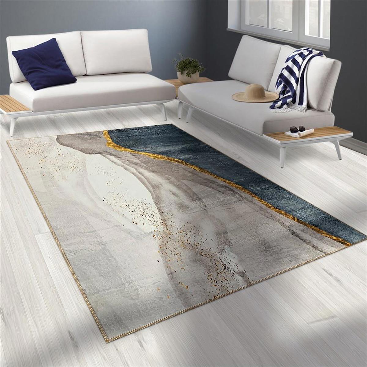 Carpettex Krem 8 mm Bambu Yıkanabilir İnce Kaymaz Jüt Taban Dikdörtgen Makine Dokuma Salon Halısı 160x230 cm