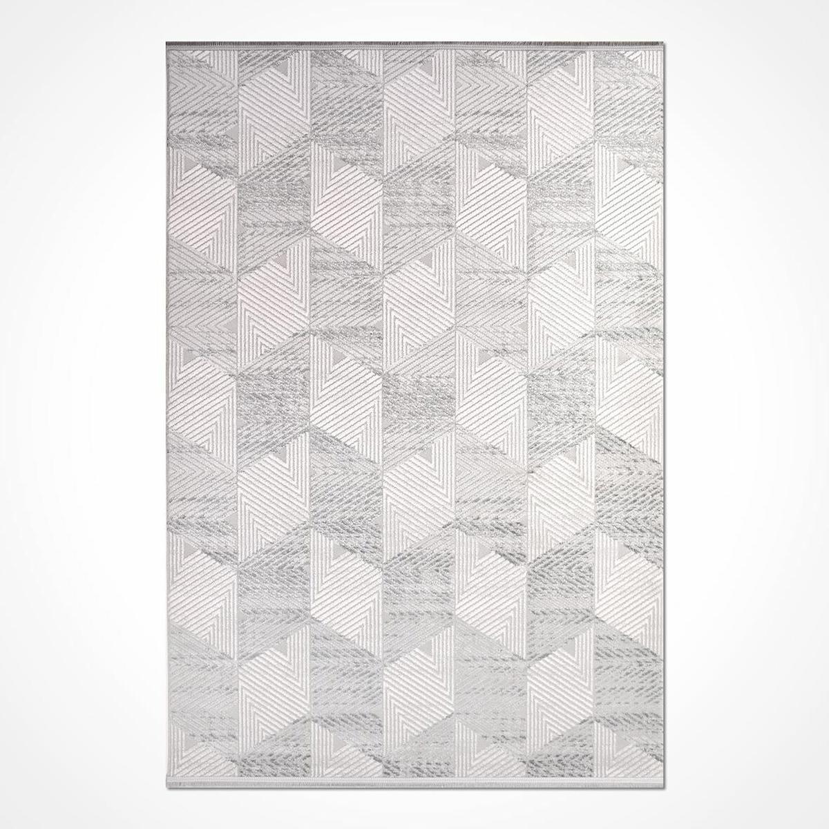 Crea Halı Filika 11253 Krem 8 mm Akrilik Toz Tutmaz Yıkanabilir İnce Geometrik Dikdörtgen Makine Dokuma Salon Halısı 140x200 cm