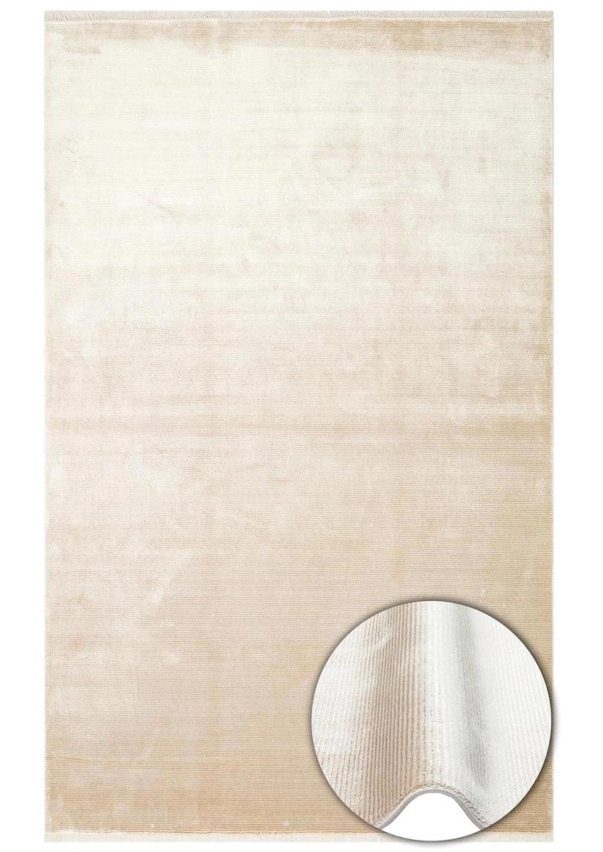 Eko Halı Napoli NAP01 Krem 8 mm Viskon Silinebilir Yıkanabilir Orta Kaymaz Dikdörtgen Makine Dokuma Salon Halısı 160x230 cm
