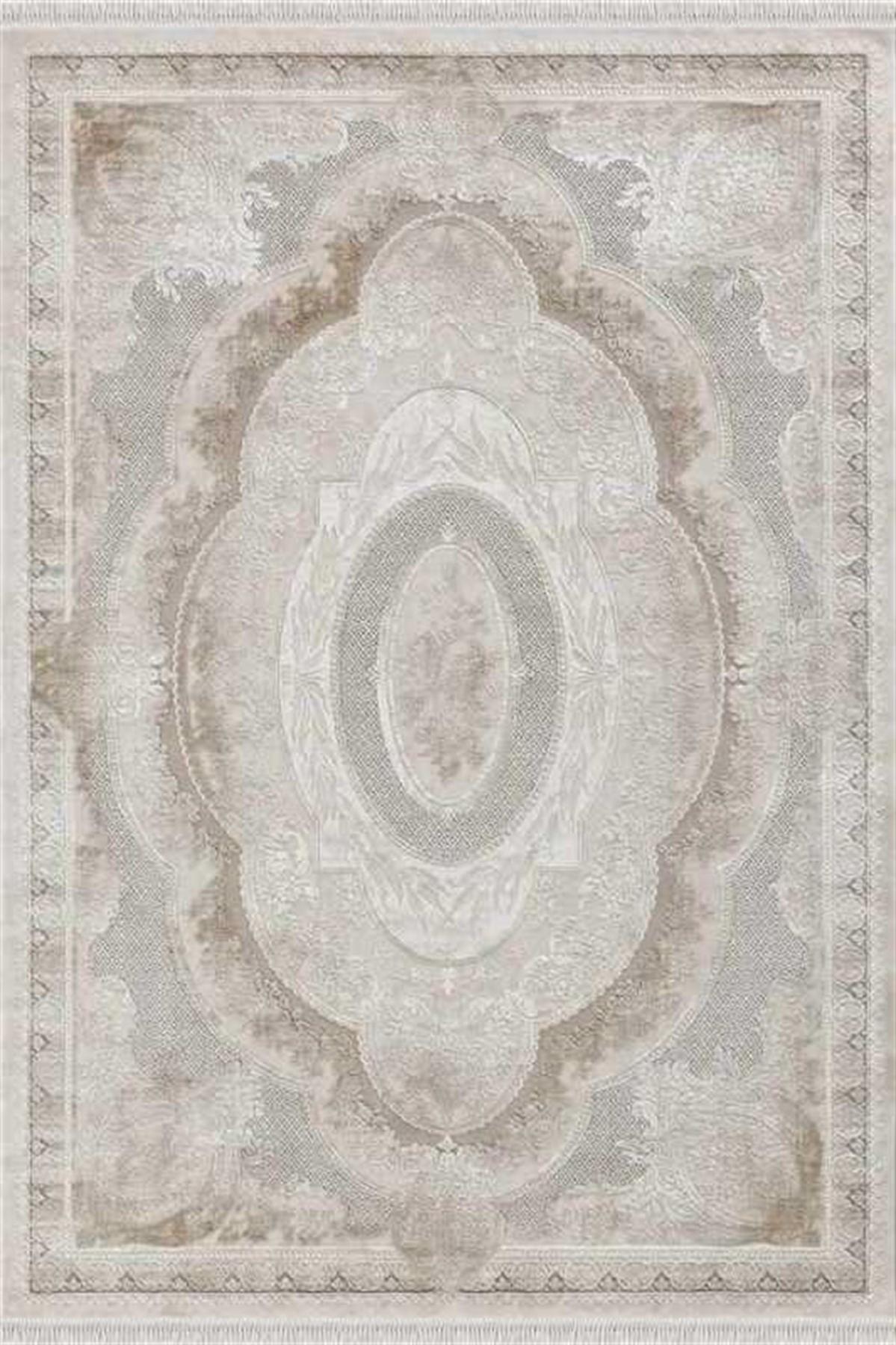 Merinos Rodin 19774 Vizon 8 mm Akrilik Toz Tutmaz Yıkanabilir Kalın Kaymaz Dikdörtgen Makine Dokuma Salon Halısı 80x500 cm