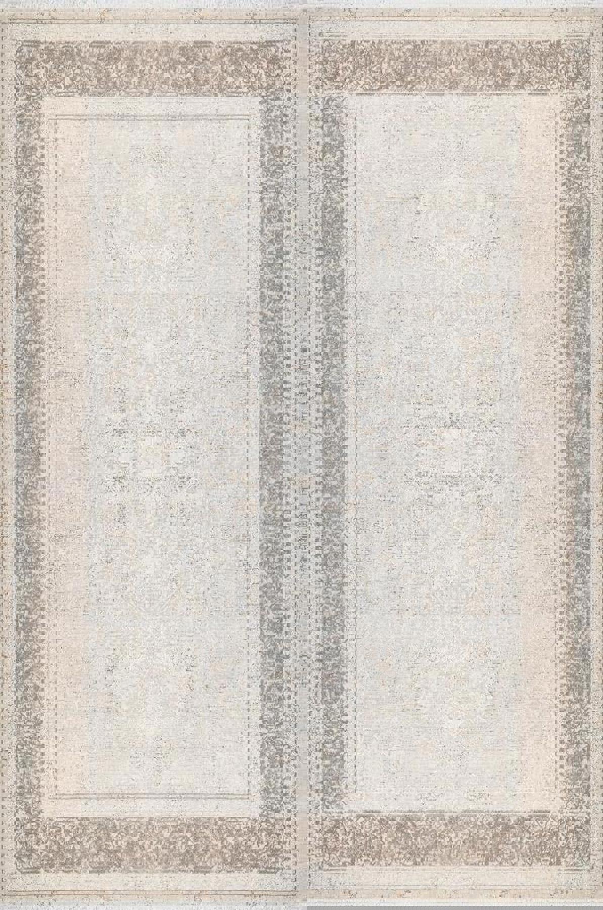 Sanat Halı Gusto 3724 Krem 8 mm Viskon Antibakteriyel Yıkanabilir Kalın Kaymaz Lateks Taban Dikdörtgen Makine Dokuma Salon Halısı 80x300 cm