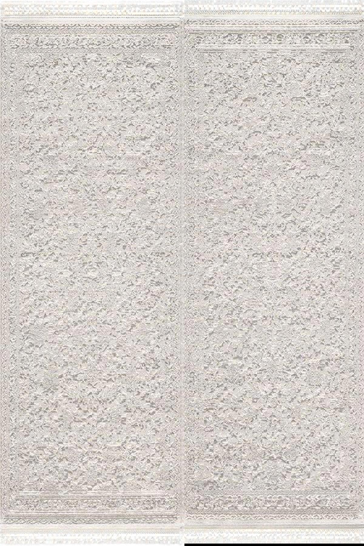 Sanat Halı Delüks 6890 Krem 7 mm Akrilik Yıkanabilir Kalın Kaymaz Lateks Taban Dikdörtgen Makine Dokuma Salon Halısı 140x200 cm