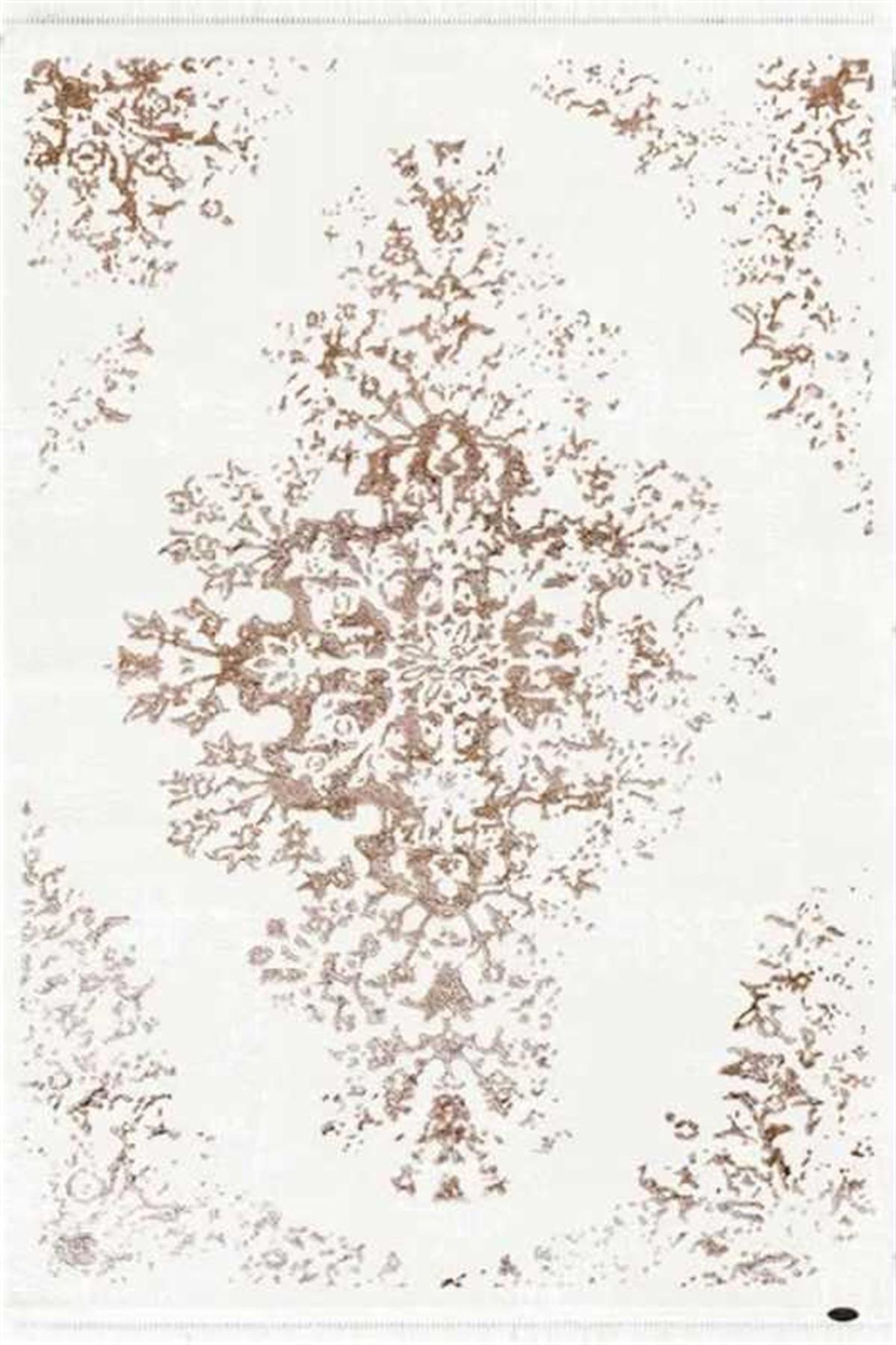 Dinarsu Gold GD006 Krem 12 mm Akrilik Silinebilir Yıkanabilir Orta Kaymaz Dikdörtgen Makine Dokuma Oturma Odası Halısı 120x200 cm