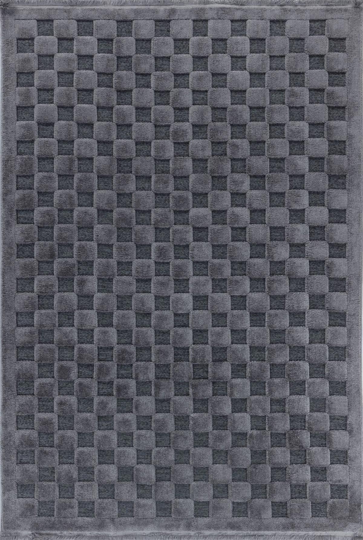 Apex Orion 4214 Antrasit Pamuk Yıkanabilir İnce Kaymaz Jüt Taban Dikdörtgen Makine Dokuma Salon Halısı 80x120 cm